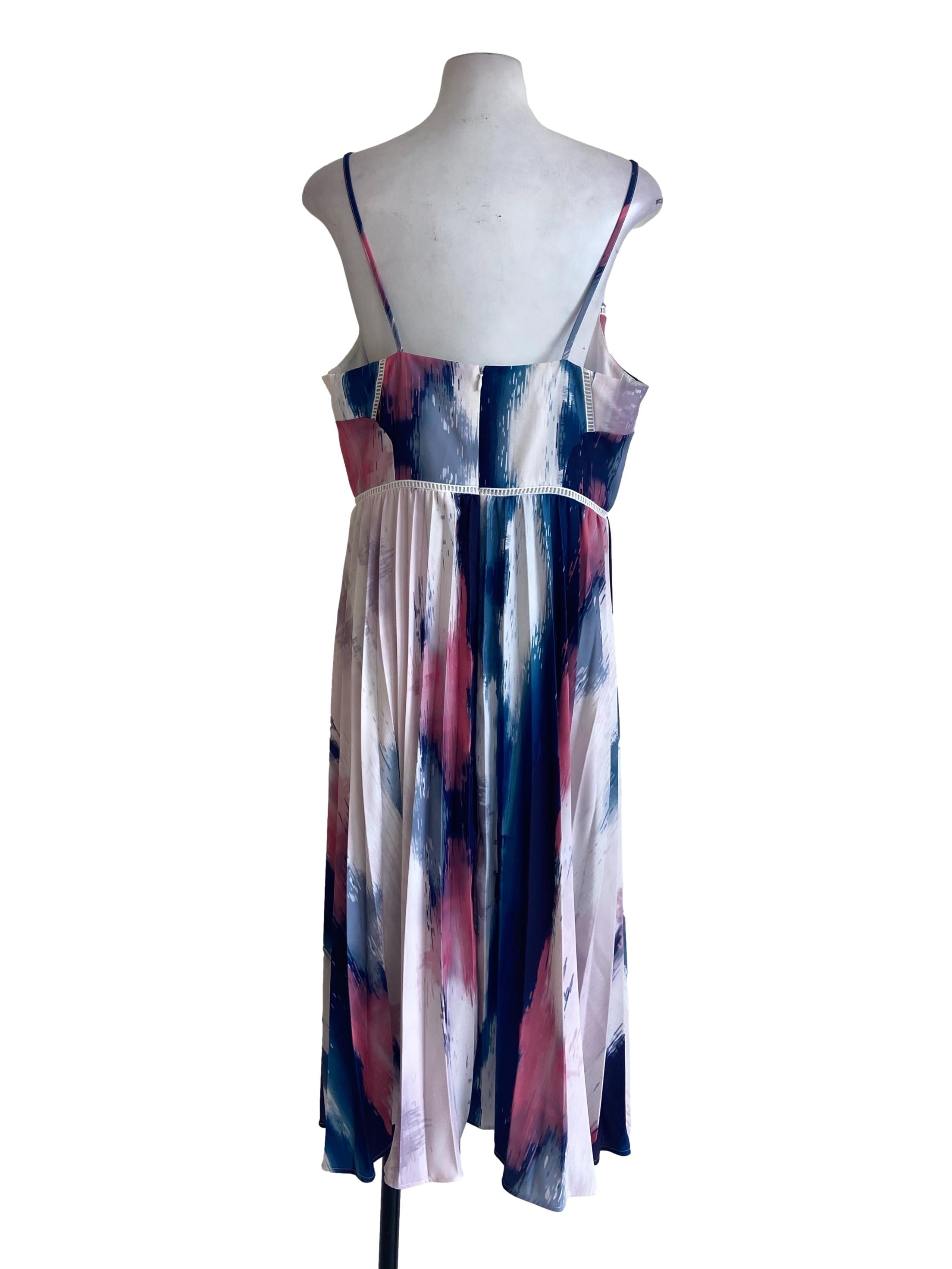 White & Colourful Spaghetti Straps Pleated Apron Dress LB