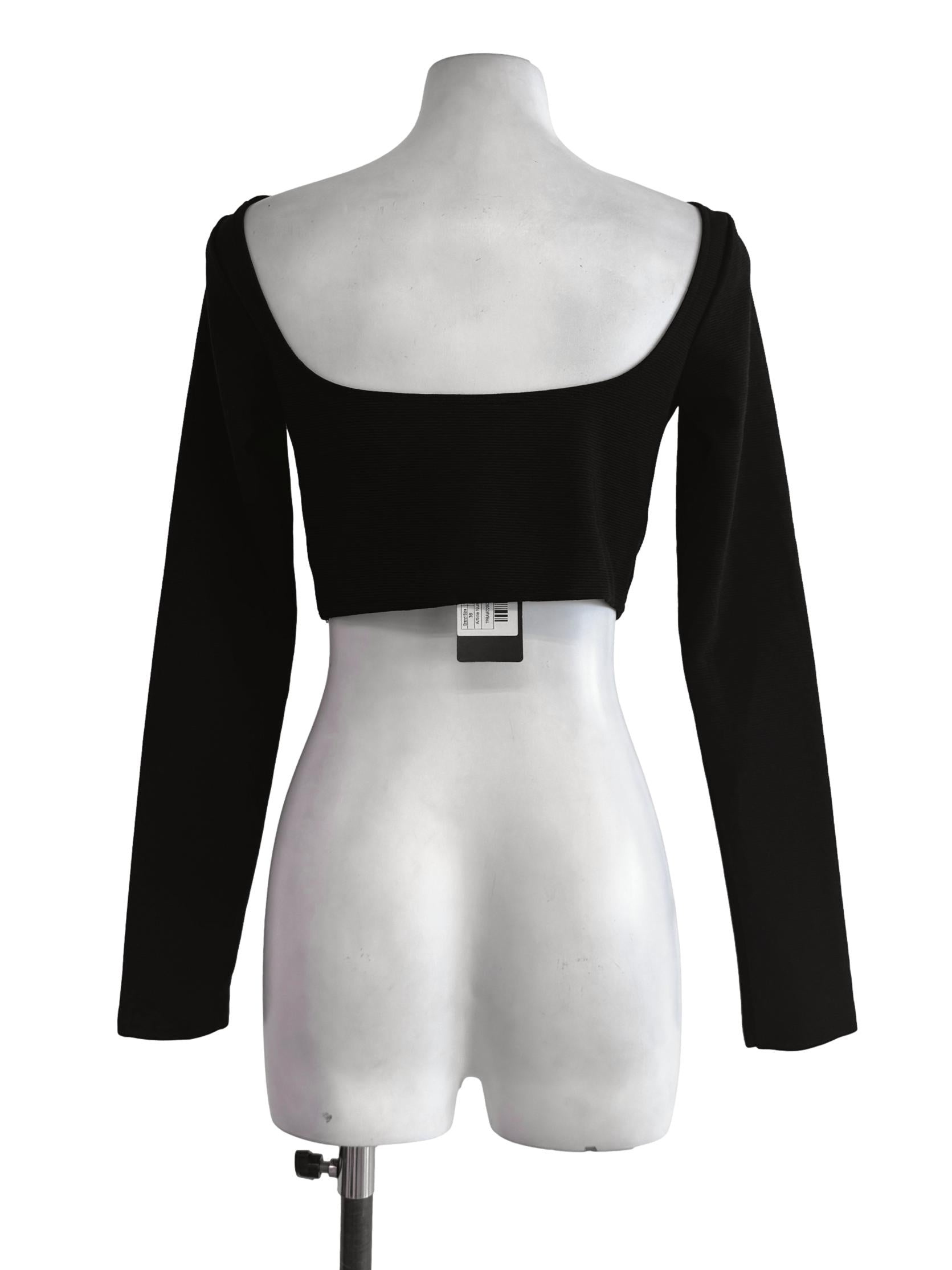 Black Long Sleeves Textured Top