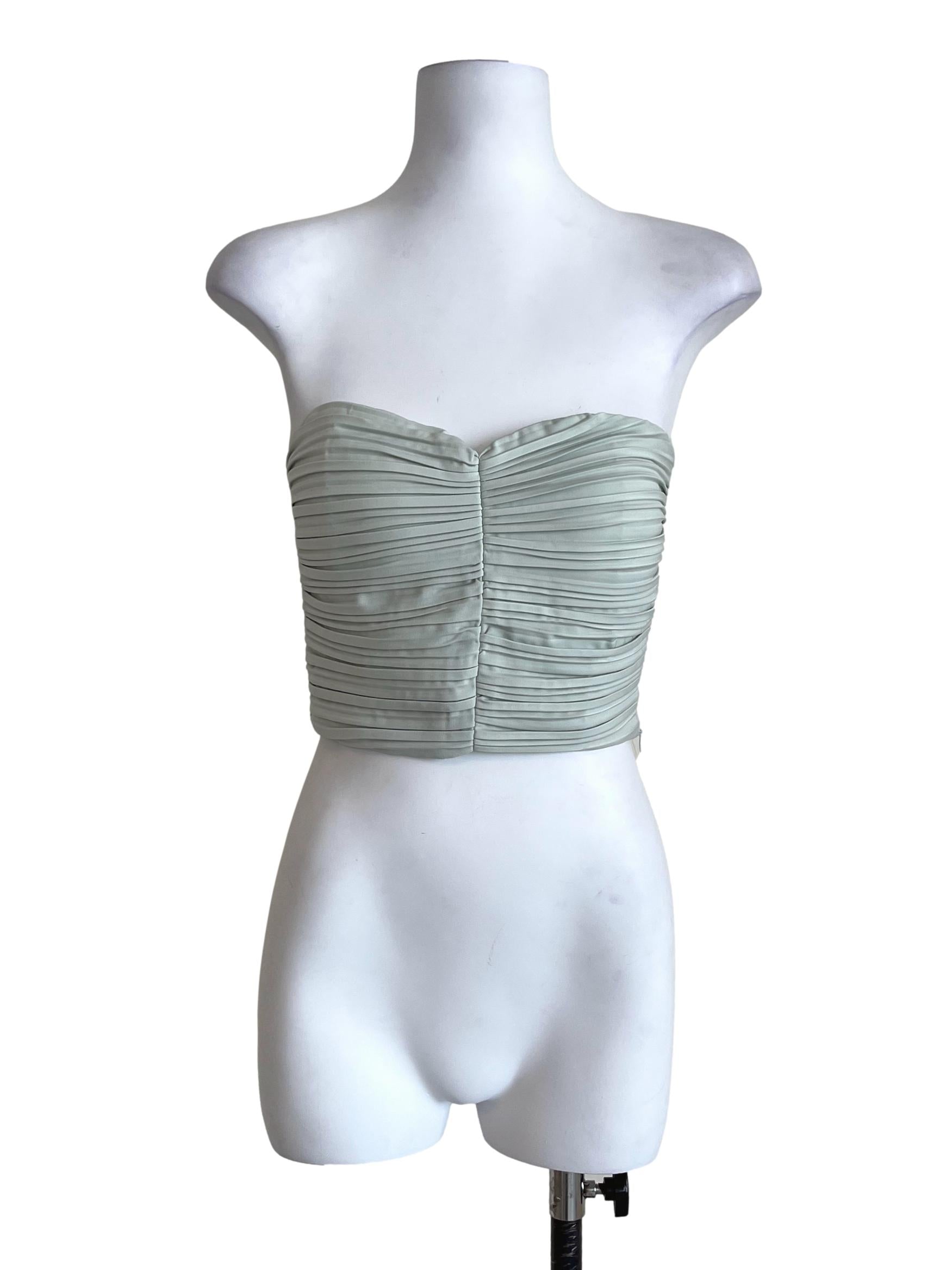 Pistachio Green Strapless Crop Top