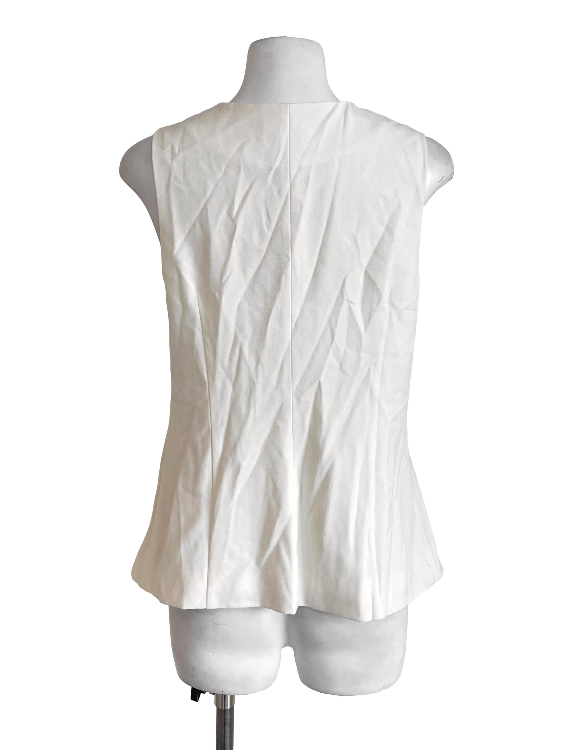 Off White V Neck Princess Vest OSN