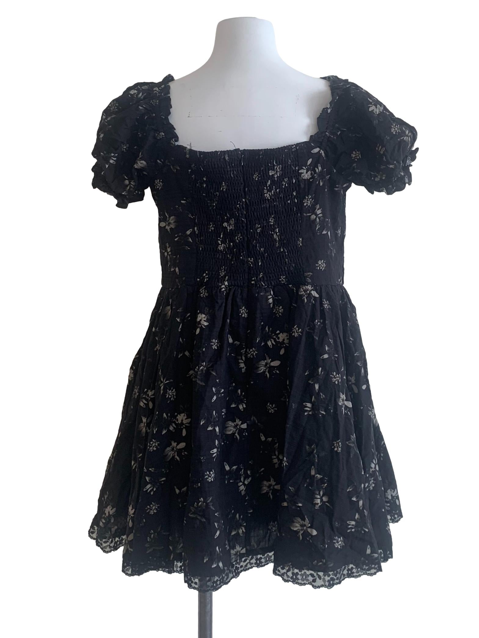 Black Flower Pattern Dress