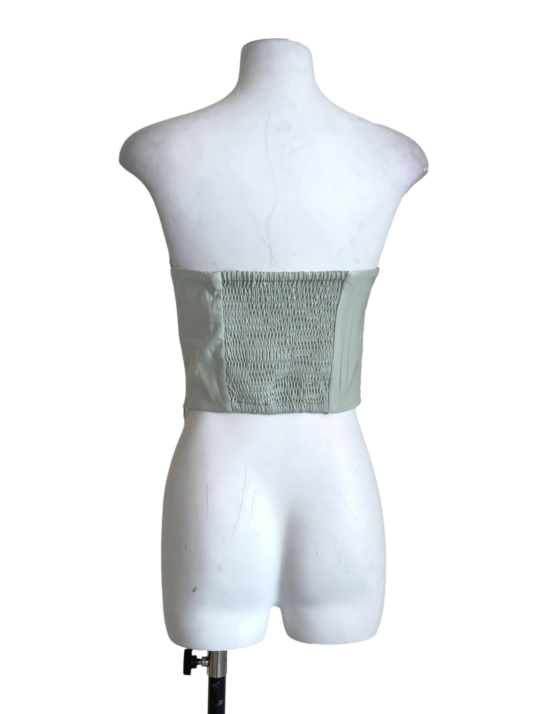 Pistachio Green Strapless Crop Top