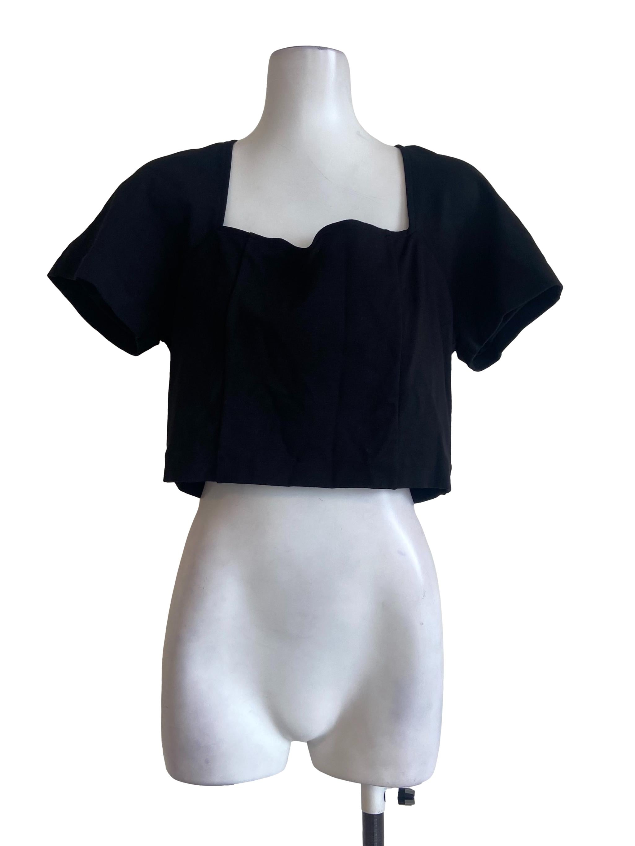 Black Square Neck Crop Top