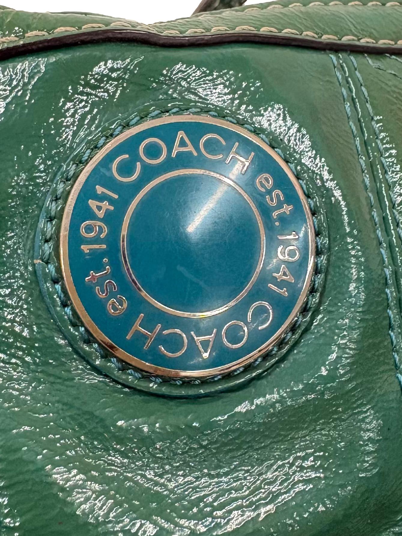 Emerald Patent Leather Kiss Lock Coach Bag