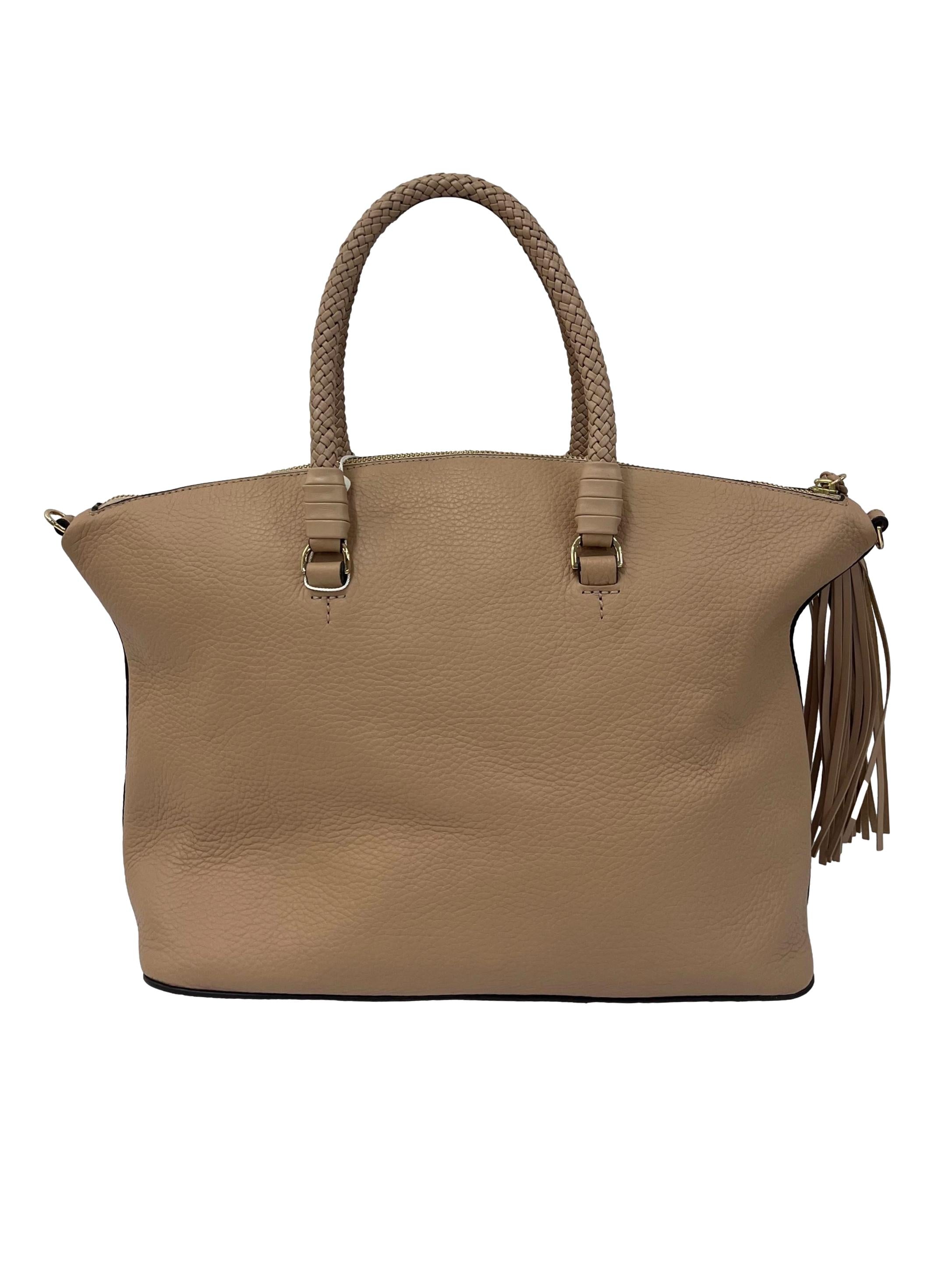 Sand Leather Taylor Satchel Handbag With Detachable Straps CSN