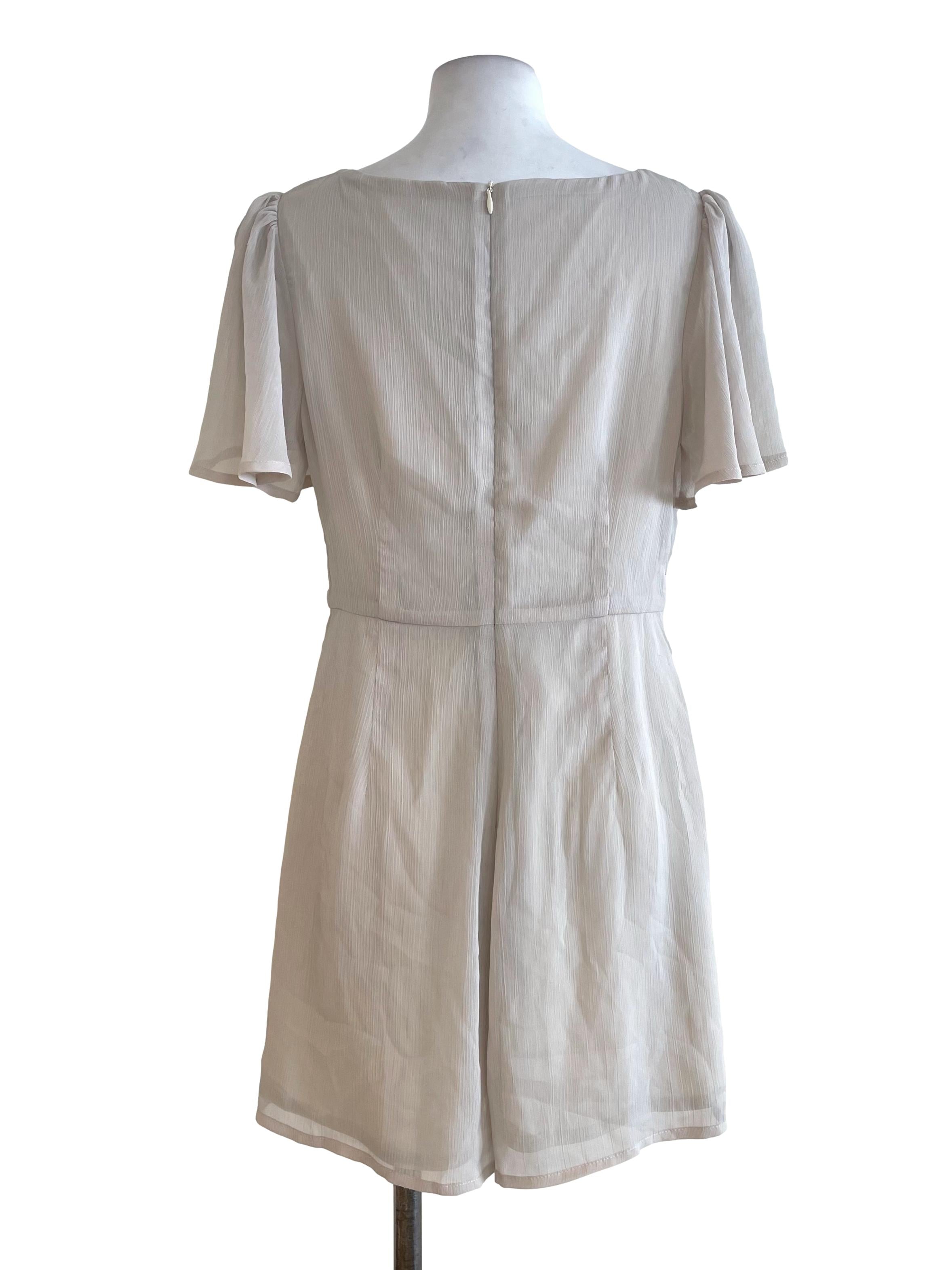 Beige Draped Chiffon Romper