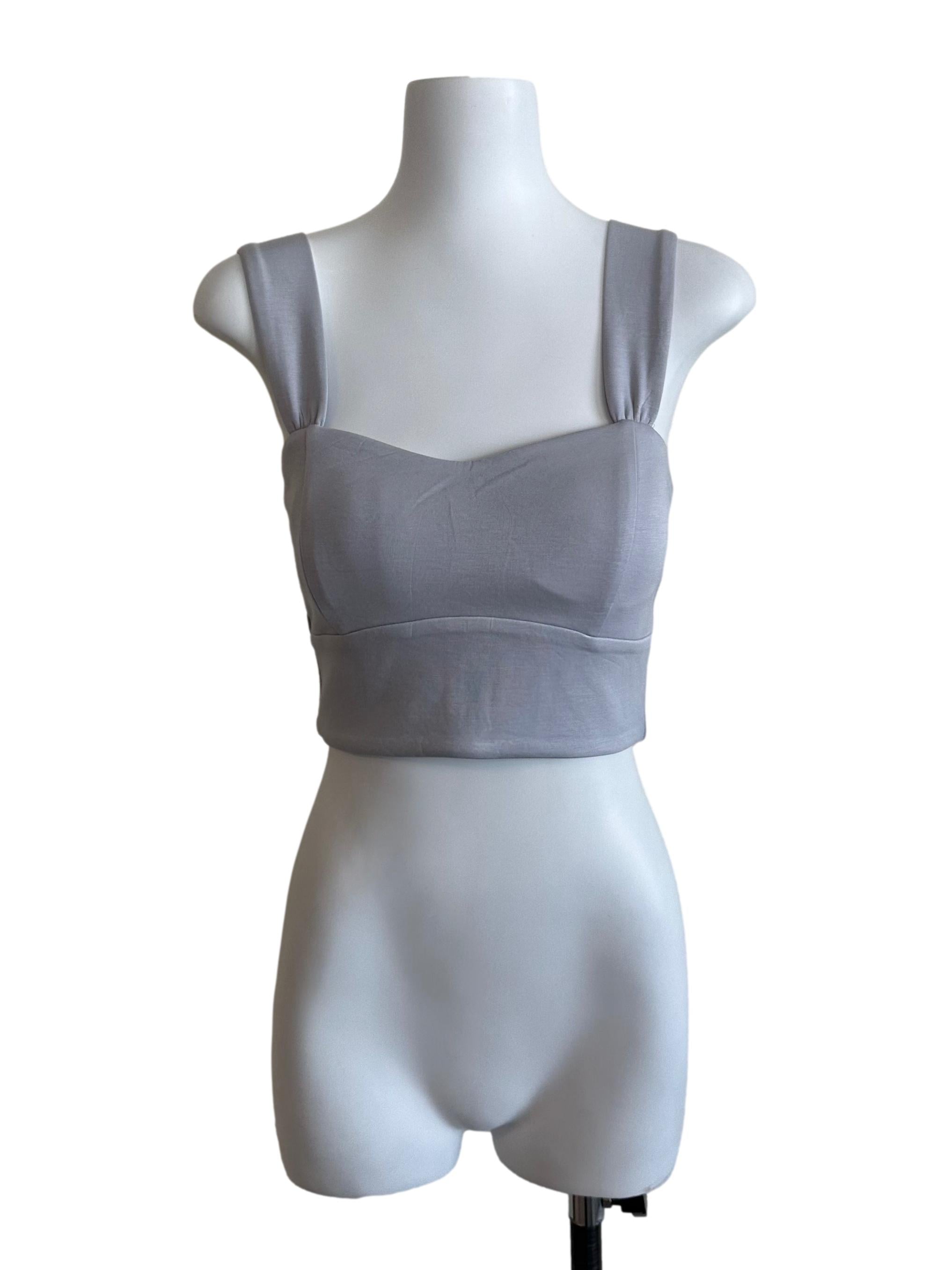 Light Grey Fitted Crop Top