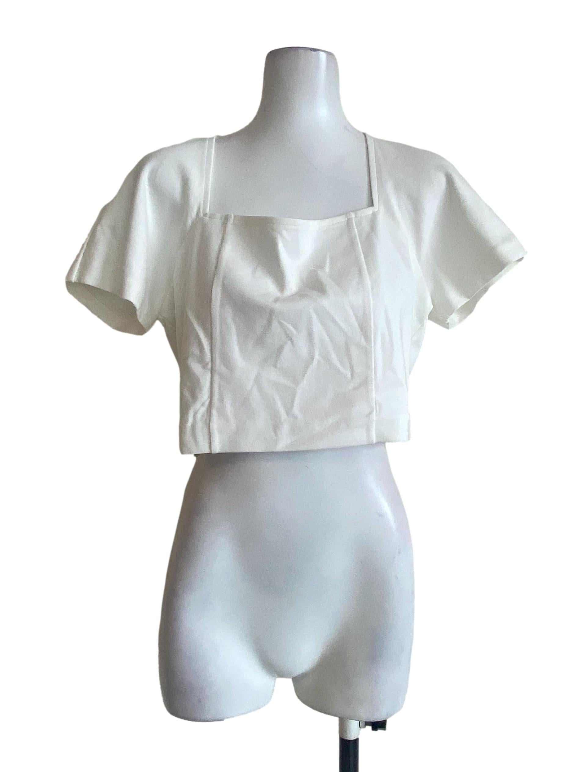 White Square Neck Crop Top