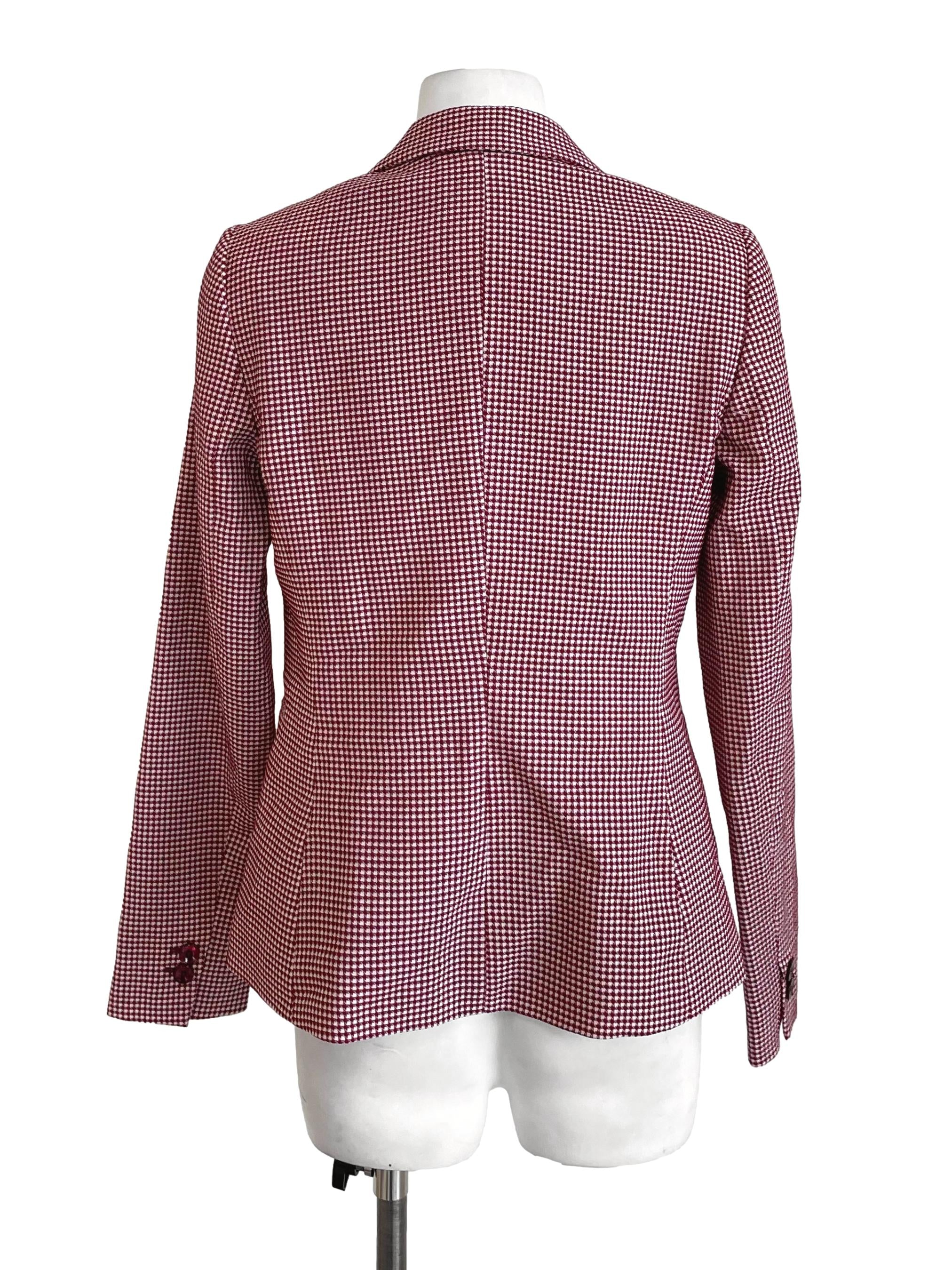 Berry Houndstooth Skinny Suit