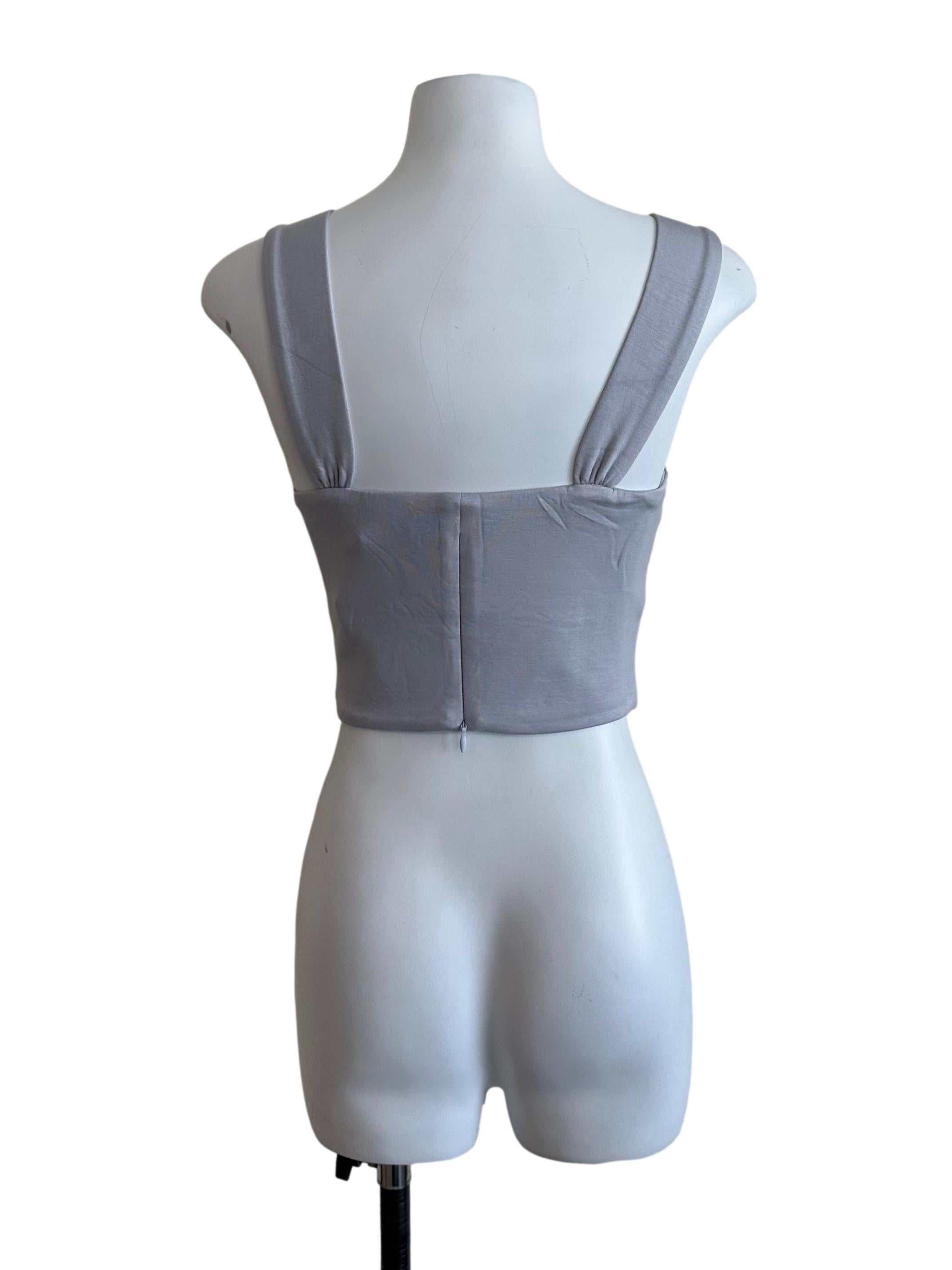 Light Grey Fitted Crop Top