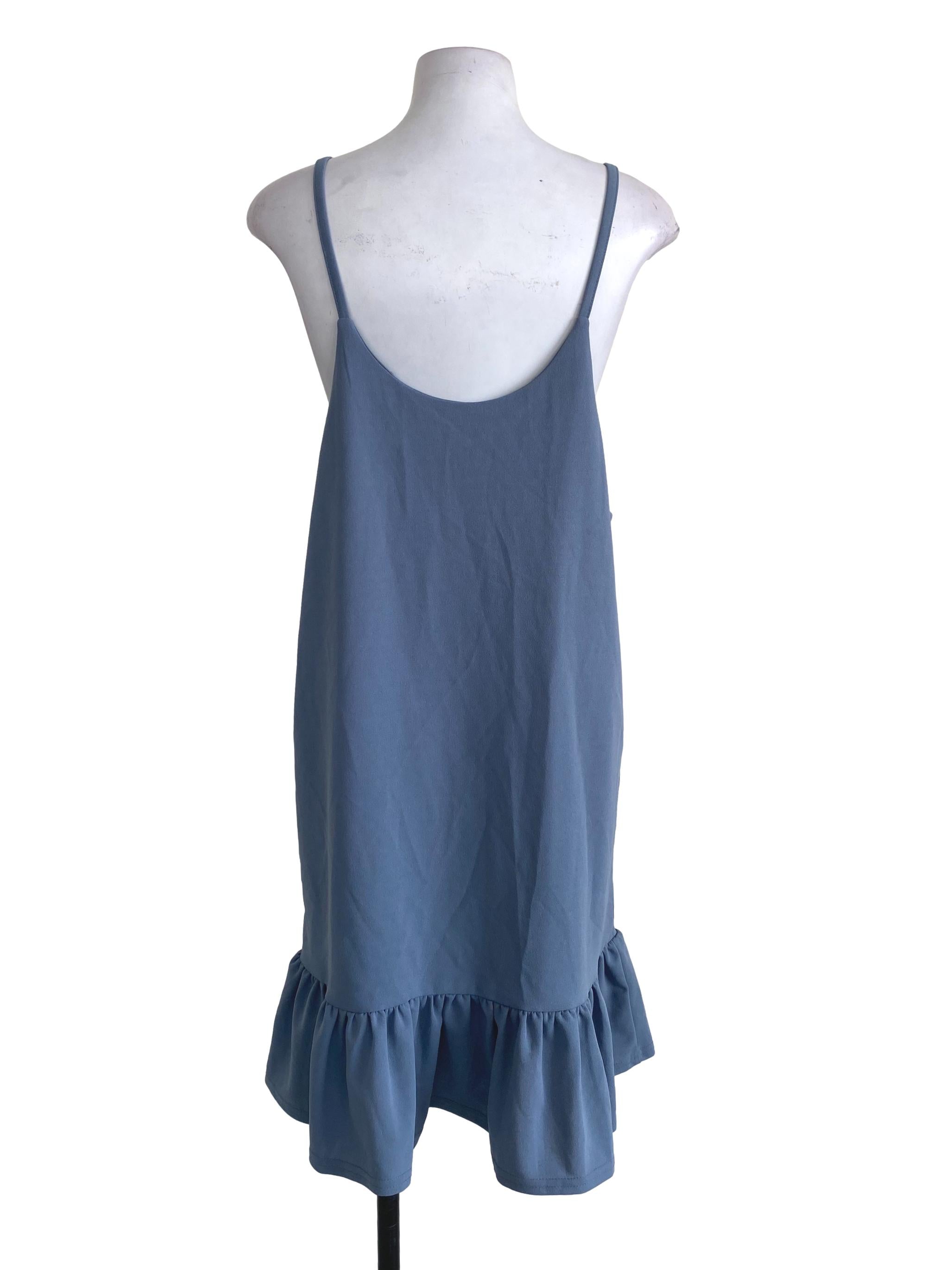 Powder Blue Ruffled Hem Dress