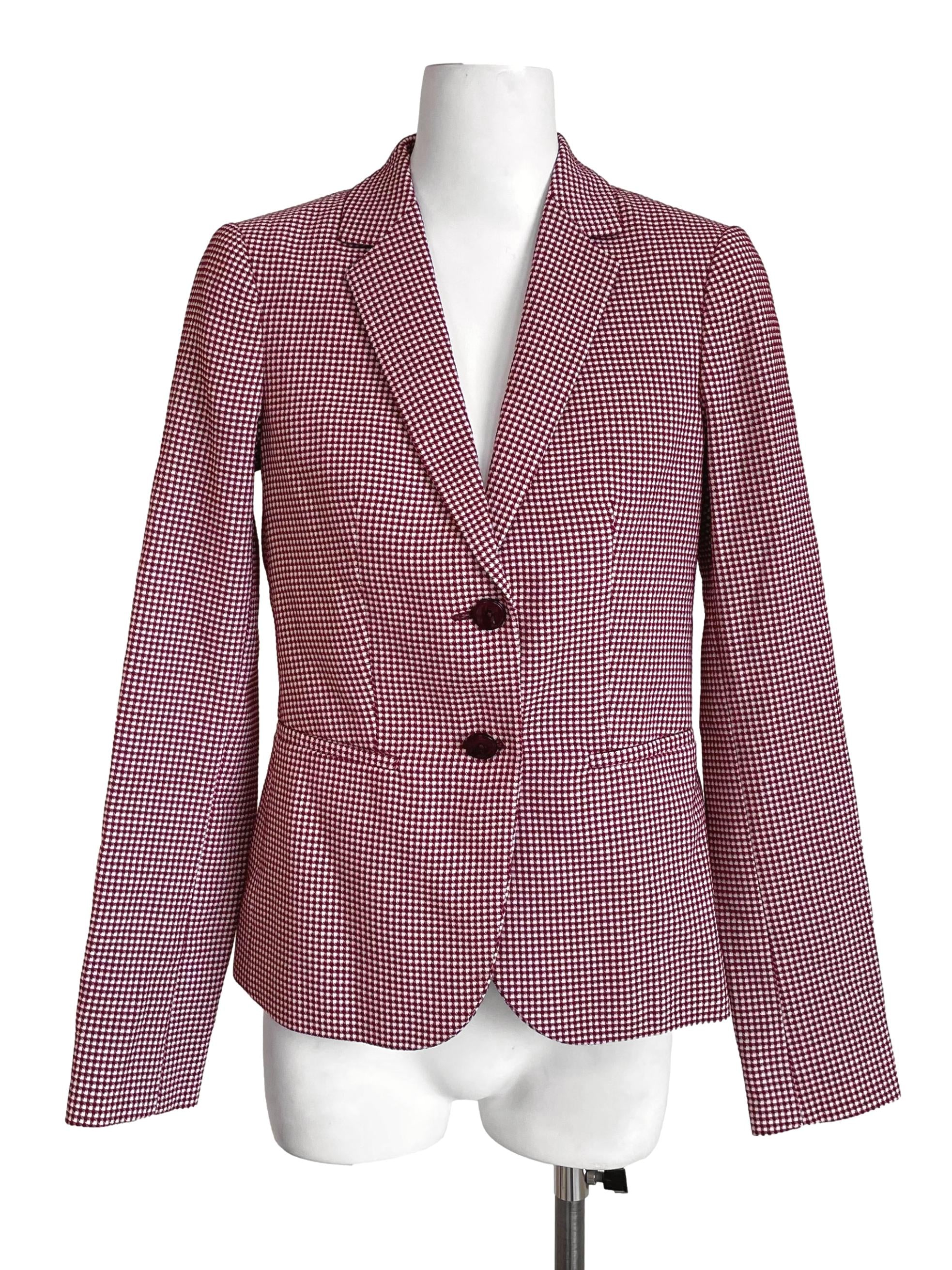 Berry Houndstooth Skinny Suit