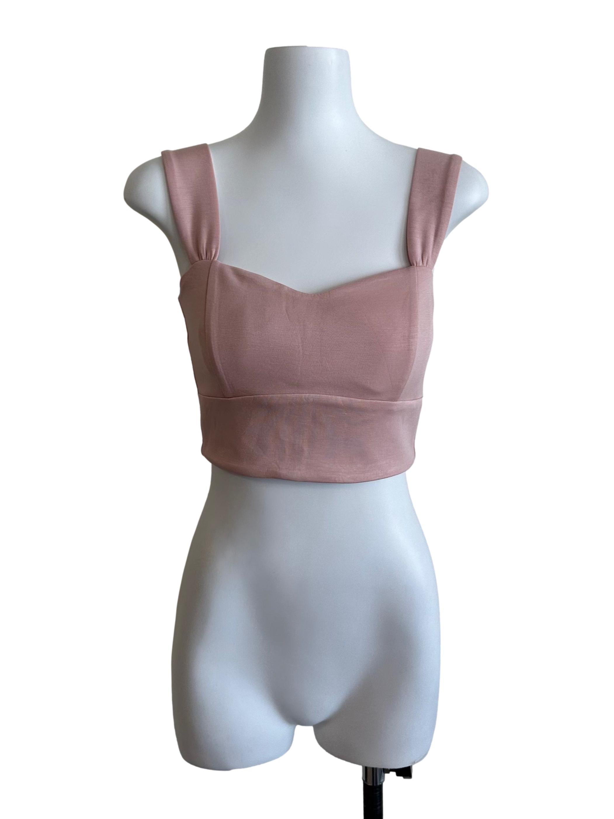 Dusty Pink Fitted Crop Top