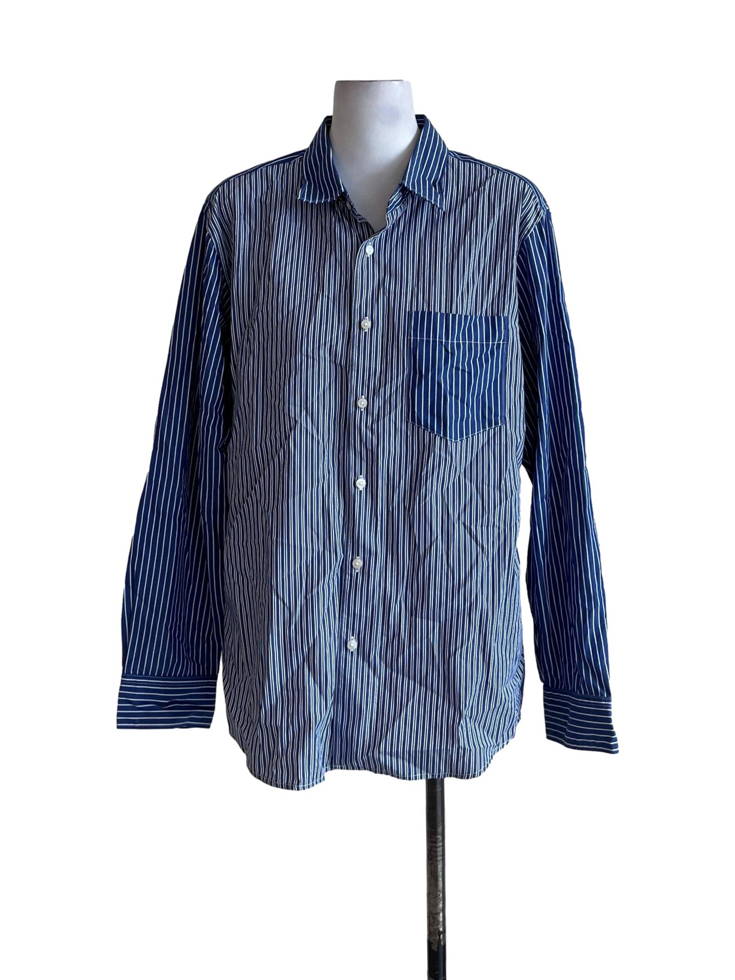 Navy Blue White Stripe Long Sleeve T-Shirt