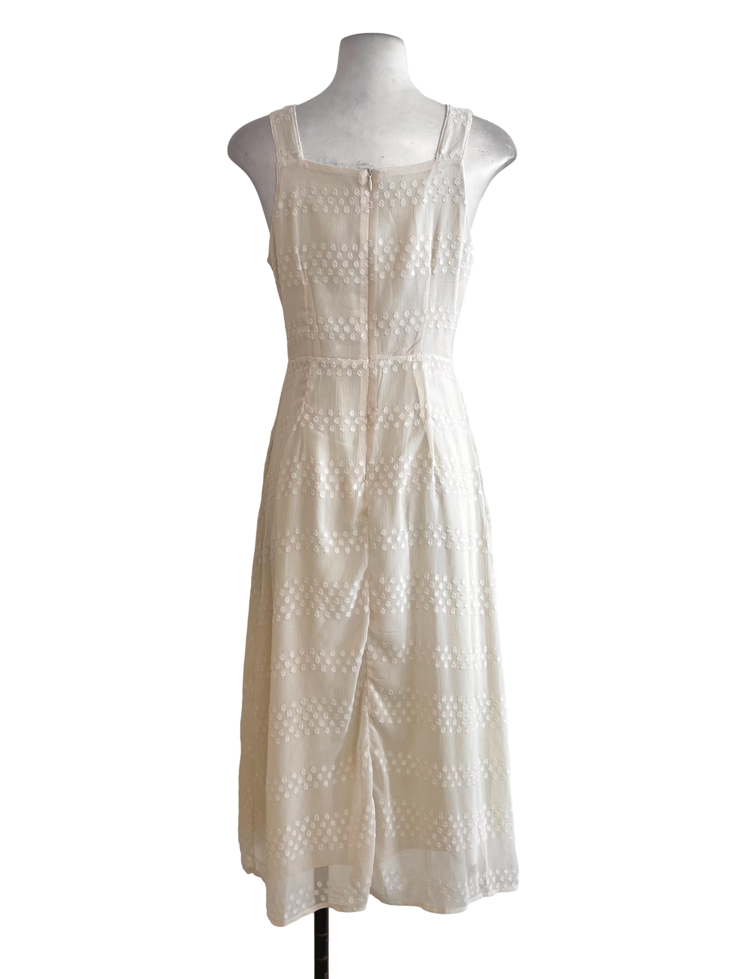 Cream Textured Empire Dress