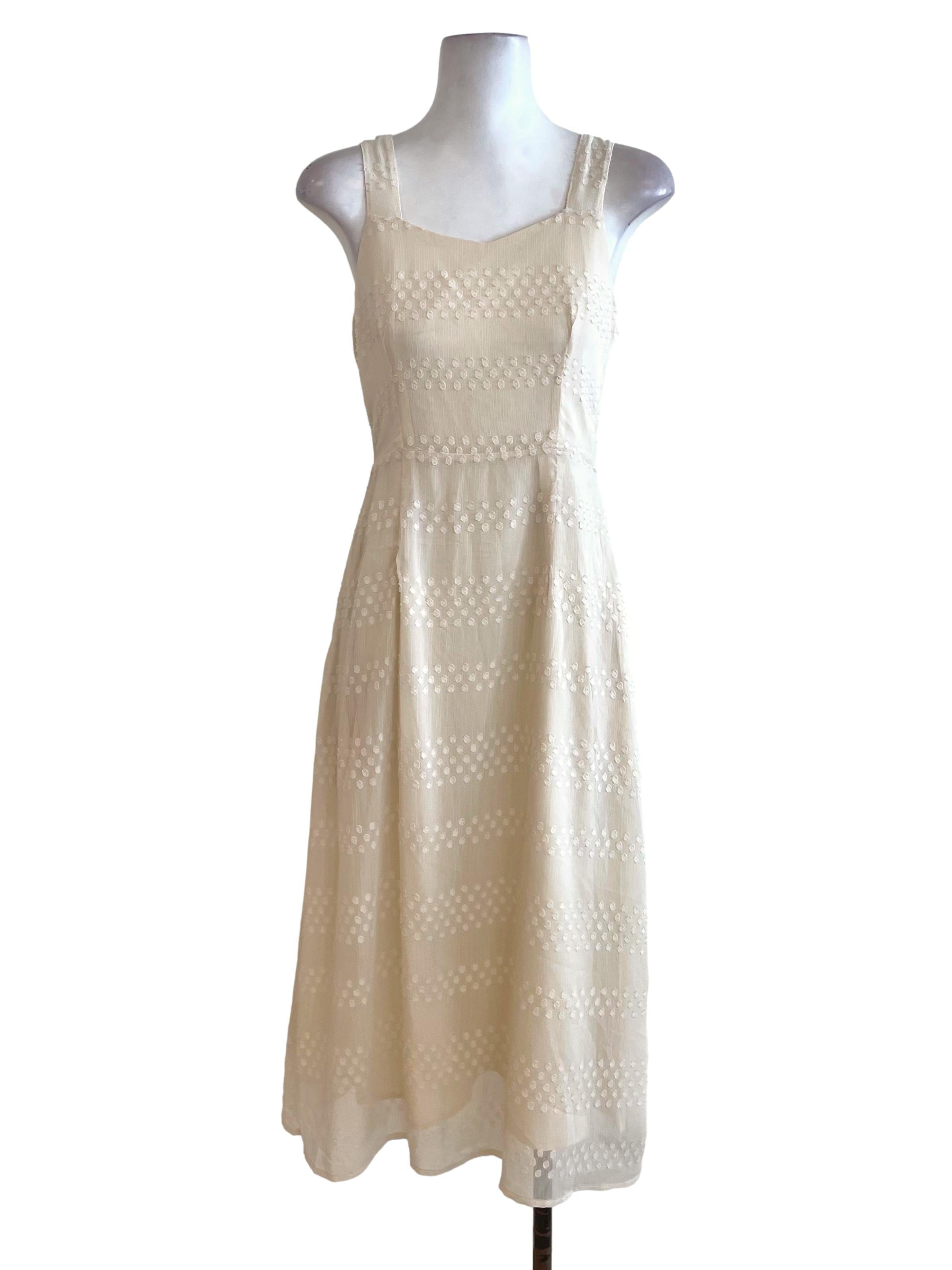 Cream Textured Empire Dress
