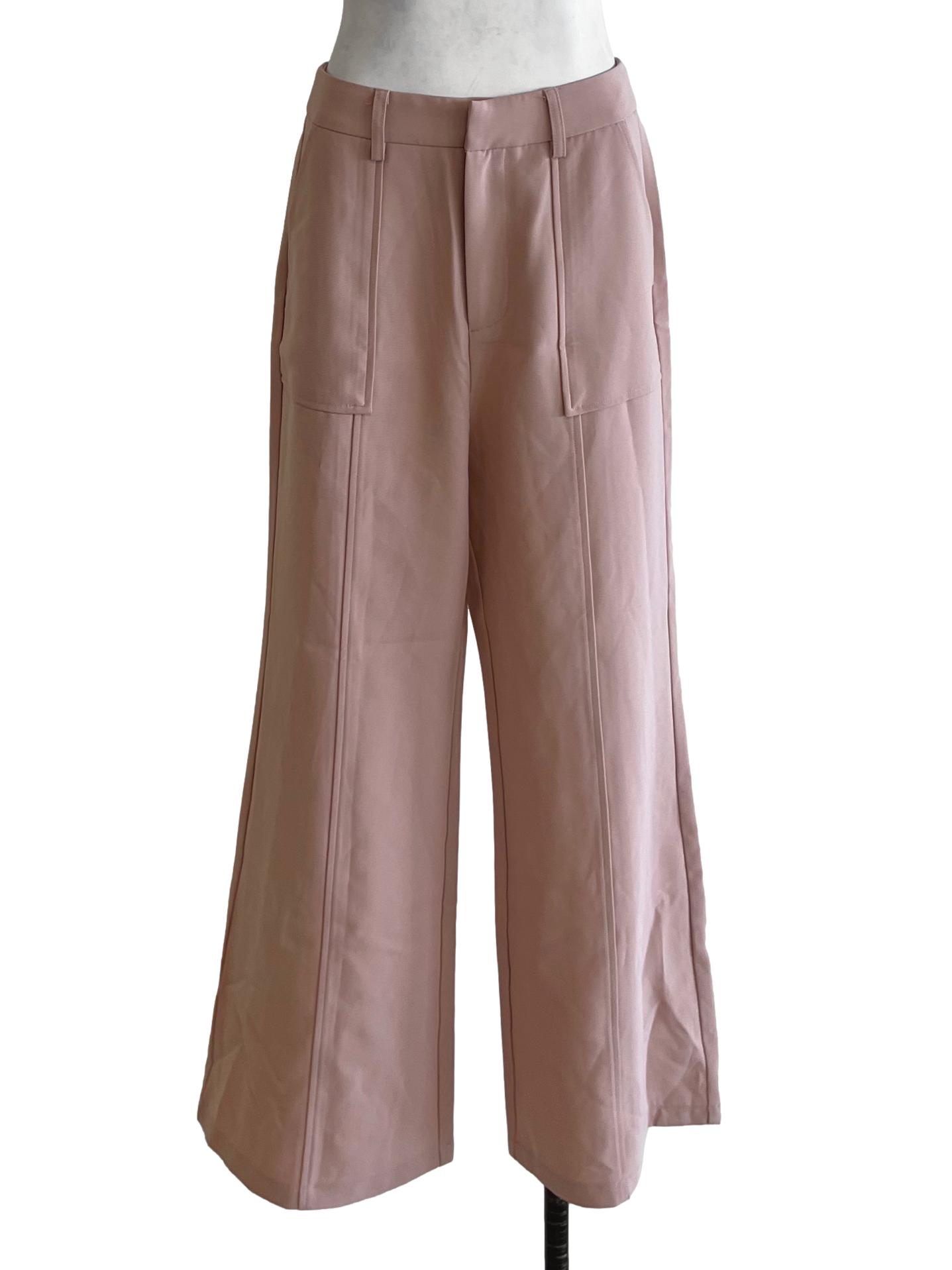Peach Pink High-Waisted Formal Pants