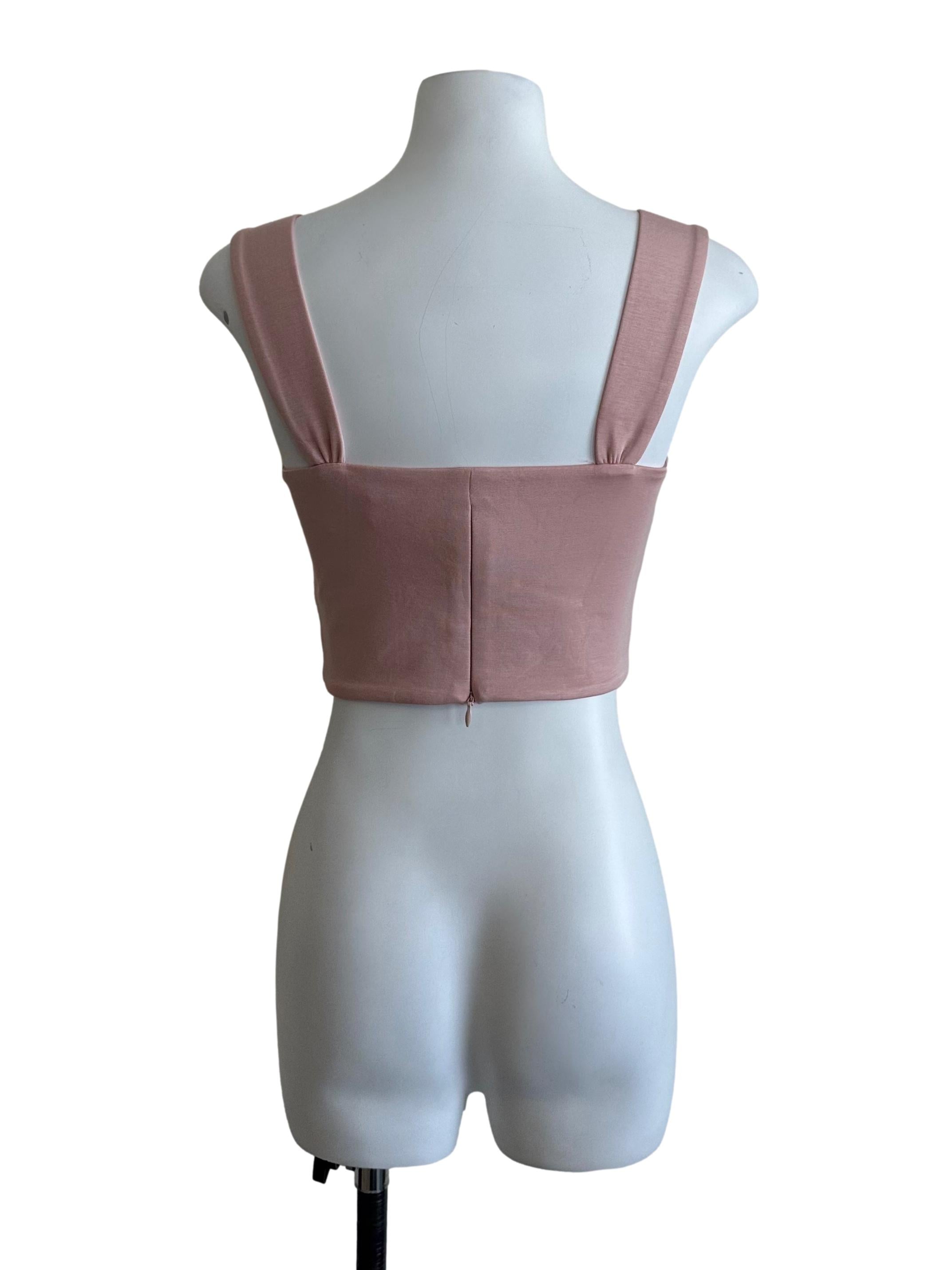 Dusty Pink Fitted Crop Top