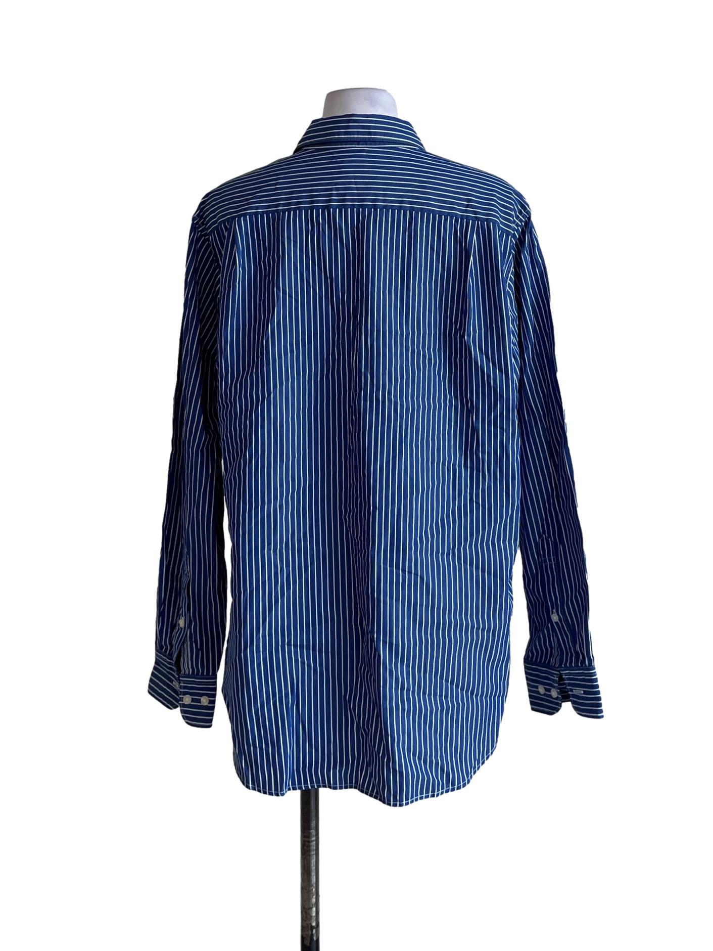 Navy Blue White Stripe Long Sleeve T-Shirt