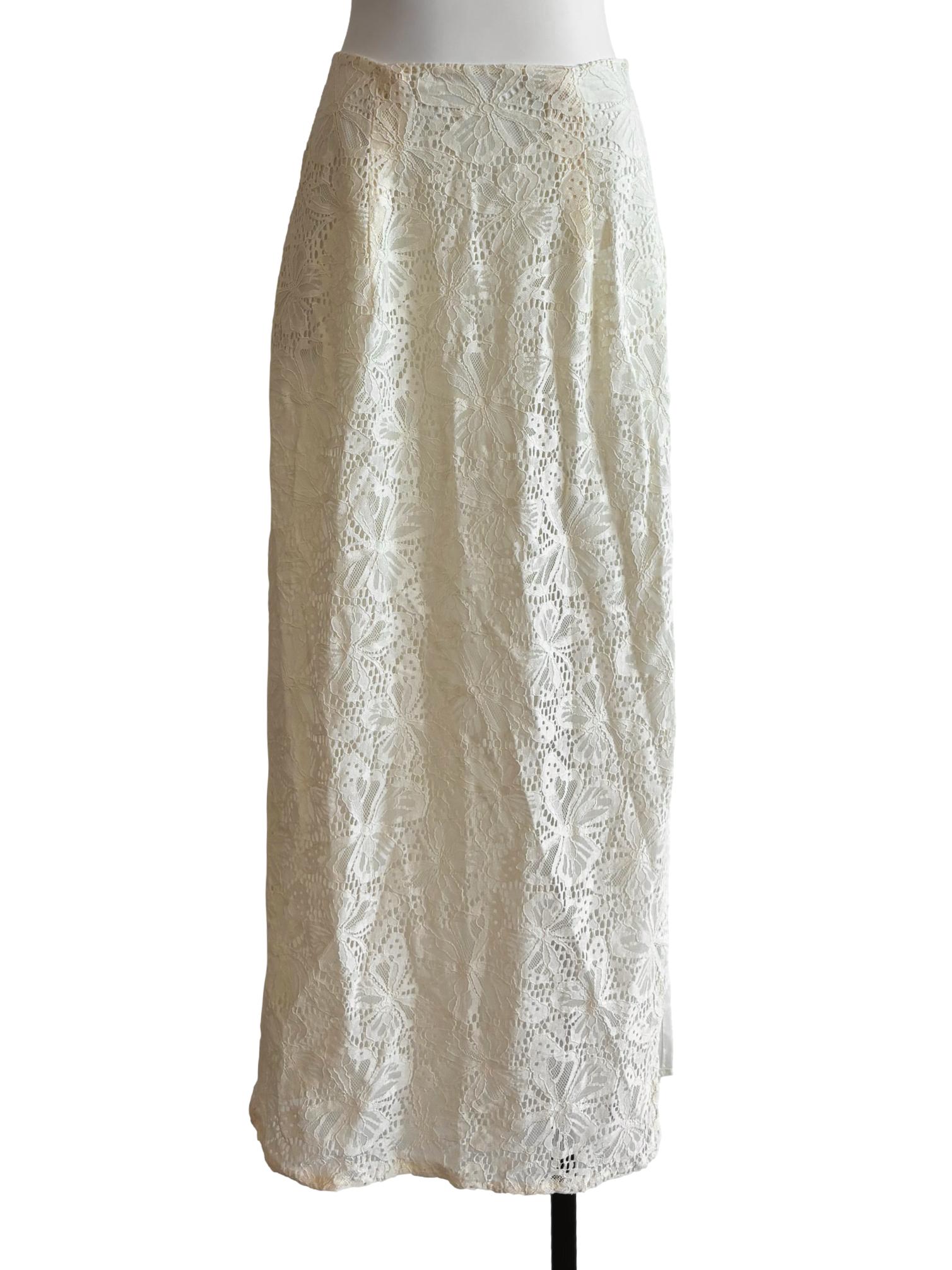 Ivory White Maxi Lace Skirt