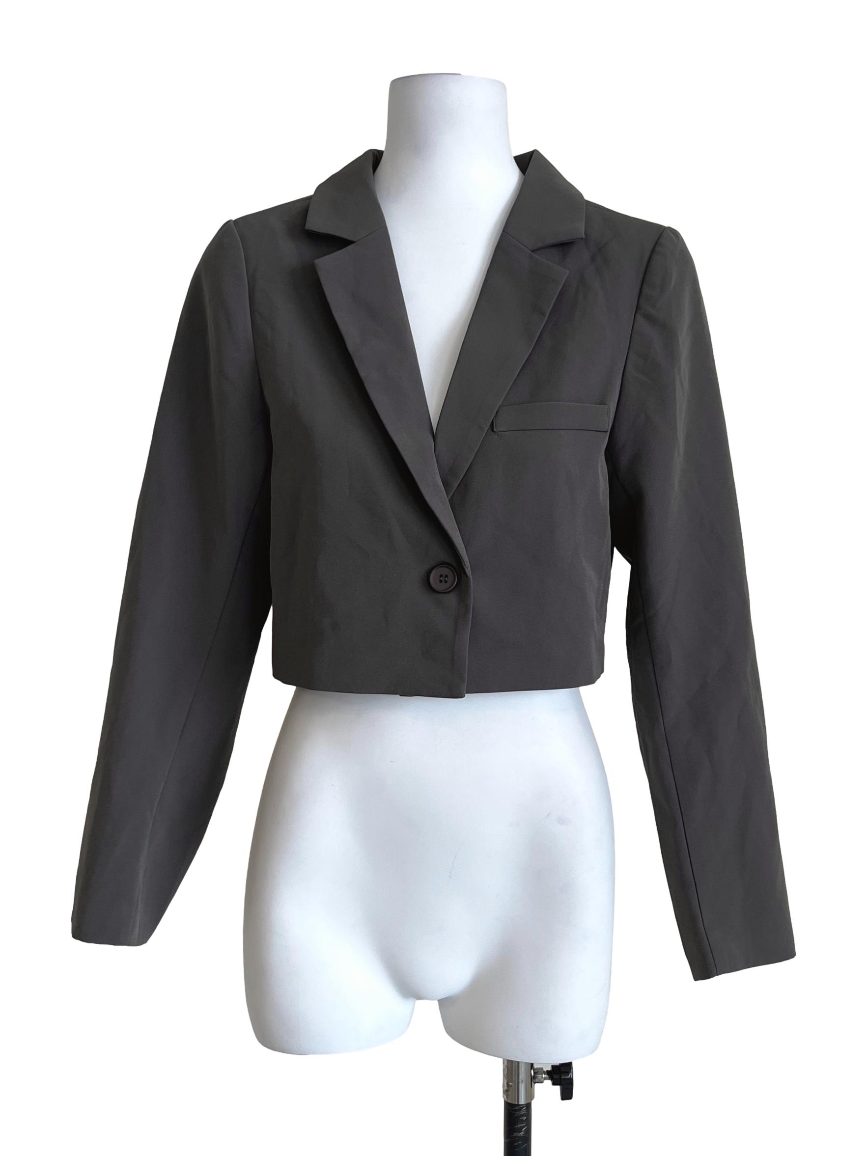 Charcoal Grey Cropped Blazer