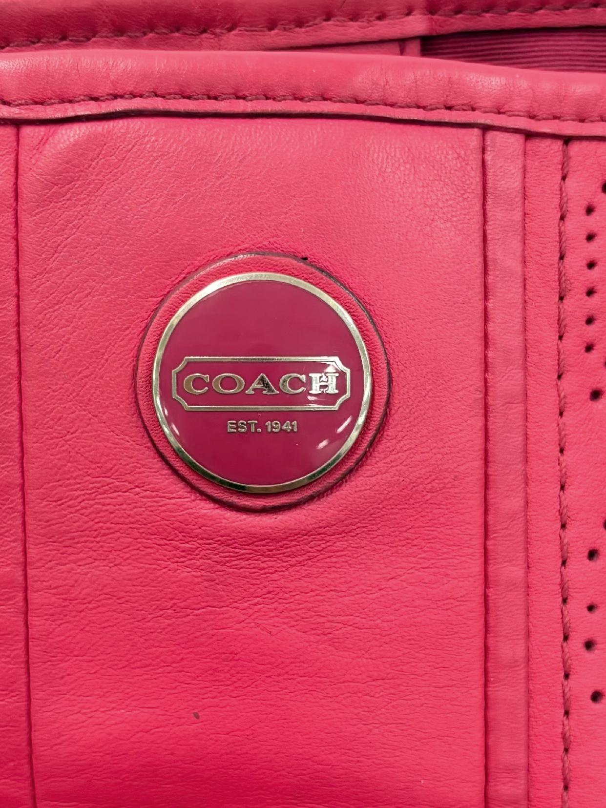 Pink Signature Stripe Perforated Leather Carryall Tote Bag