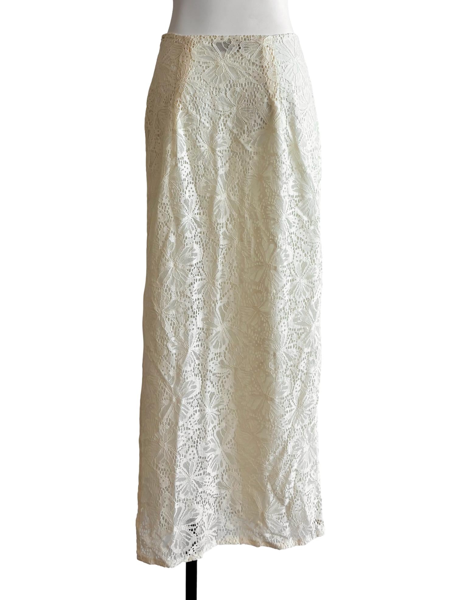 Ivory White Maxi Lace Skirt