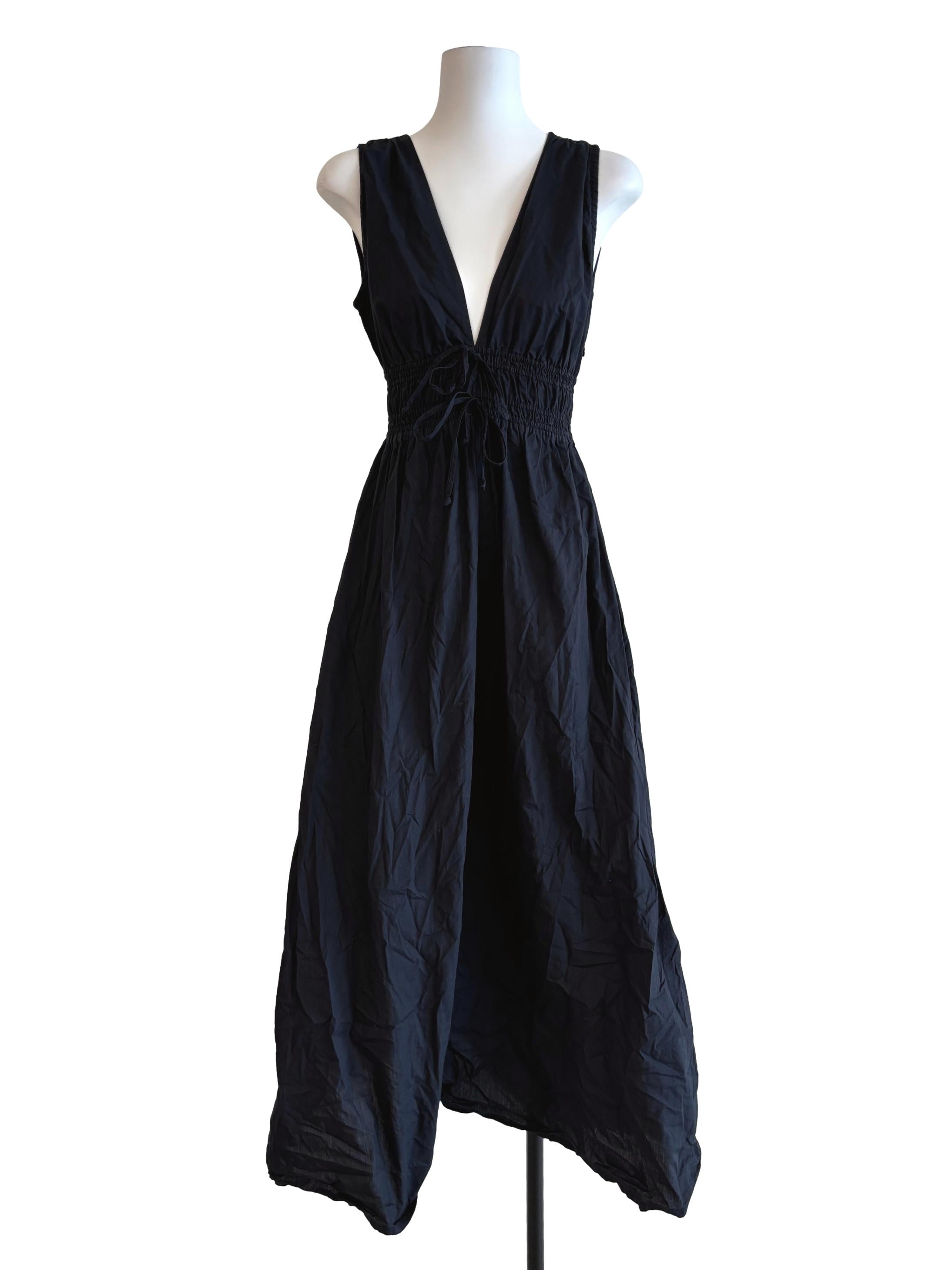 Jet Black Smocked Sleeveless Dress