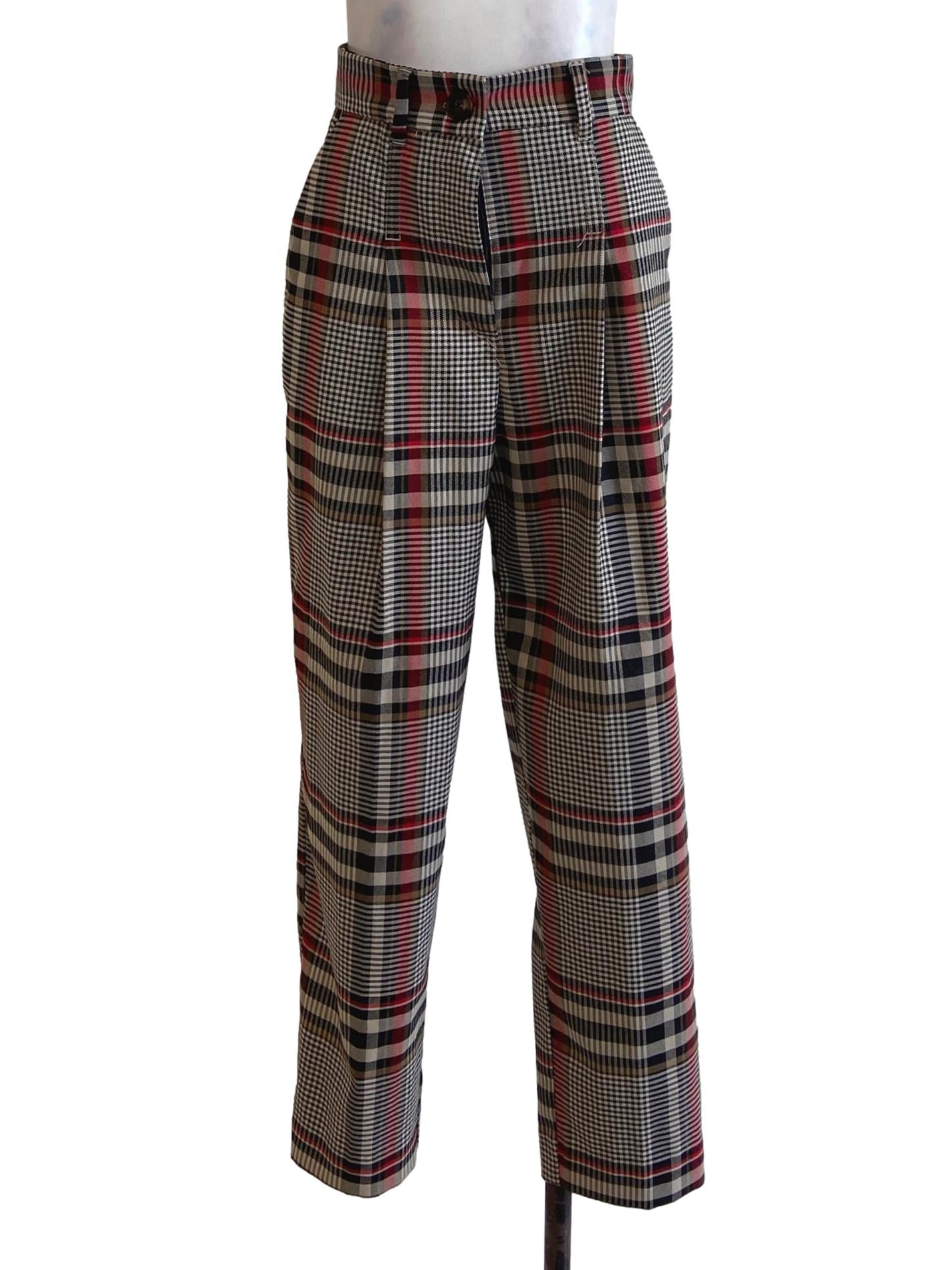 Black & Red Tartan Pegged Pants