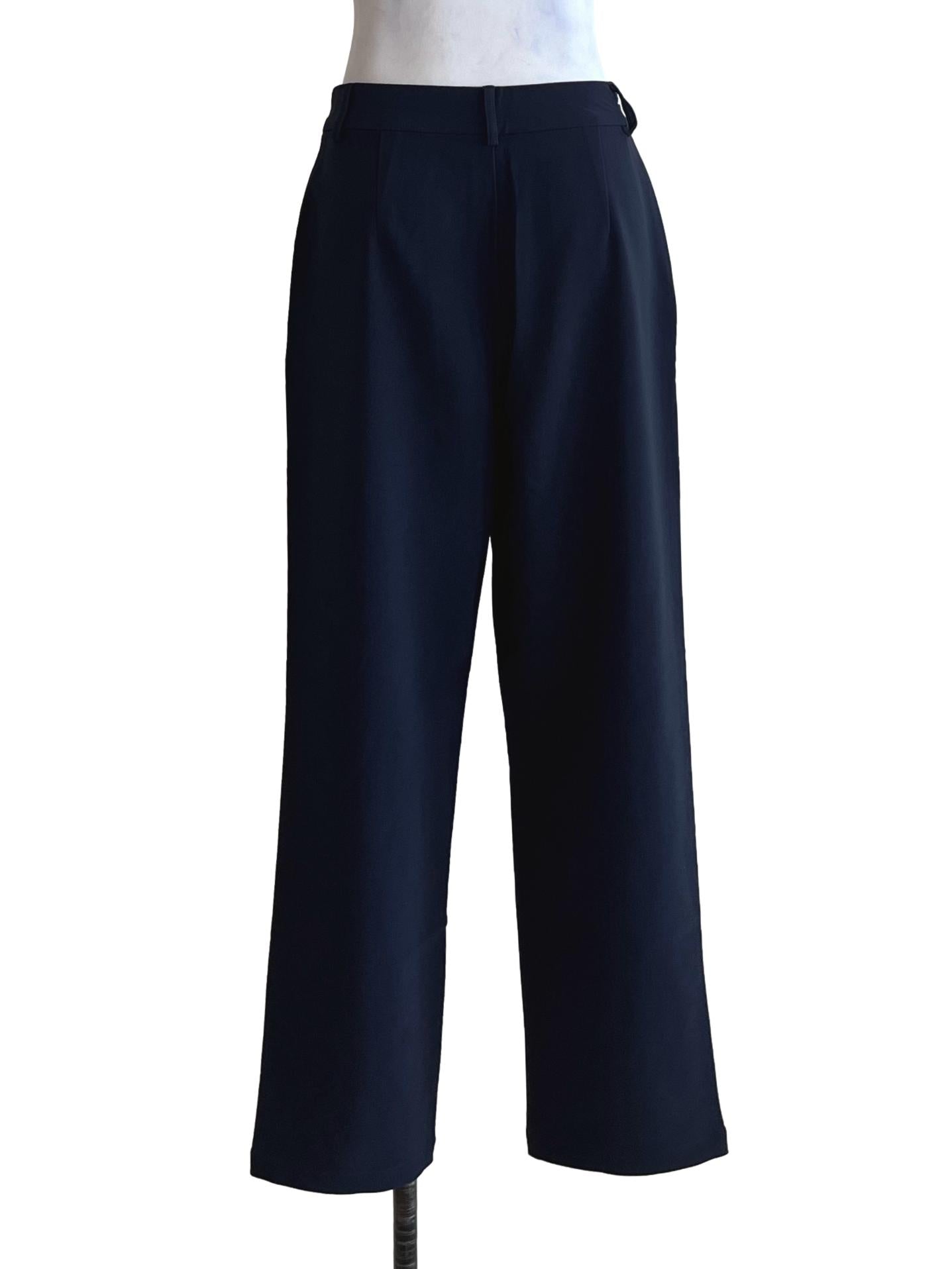 Navy Blue High-Waisted Formal Pants YHF