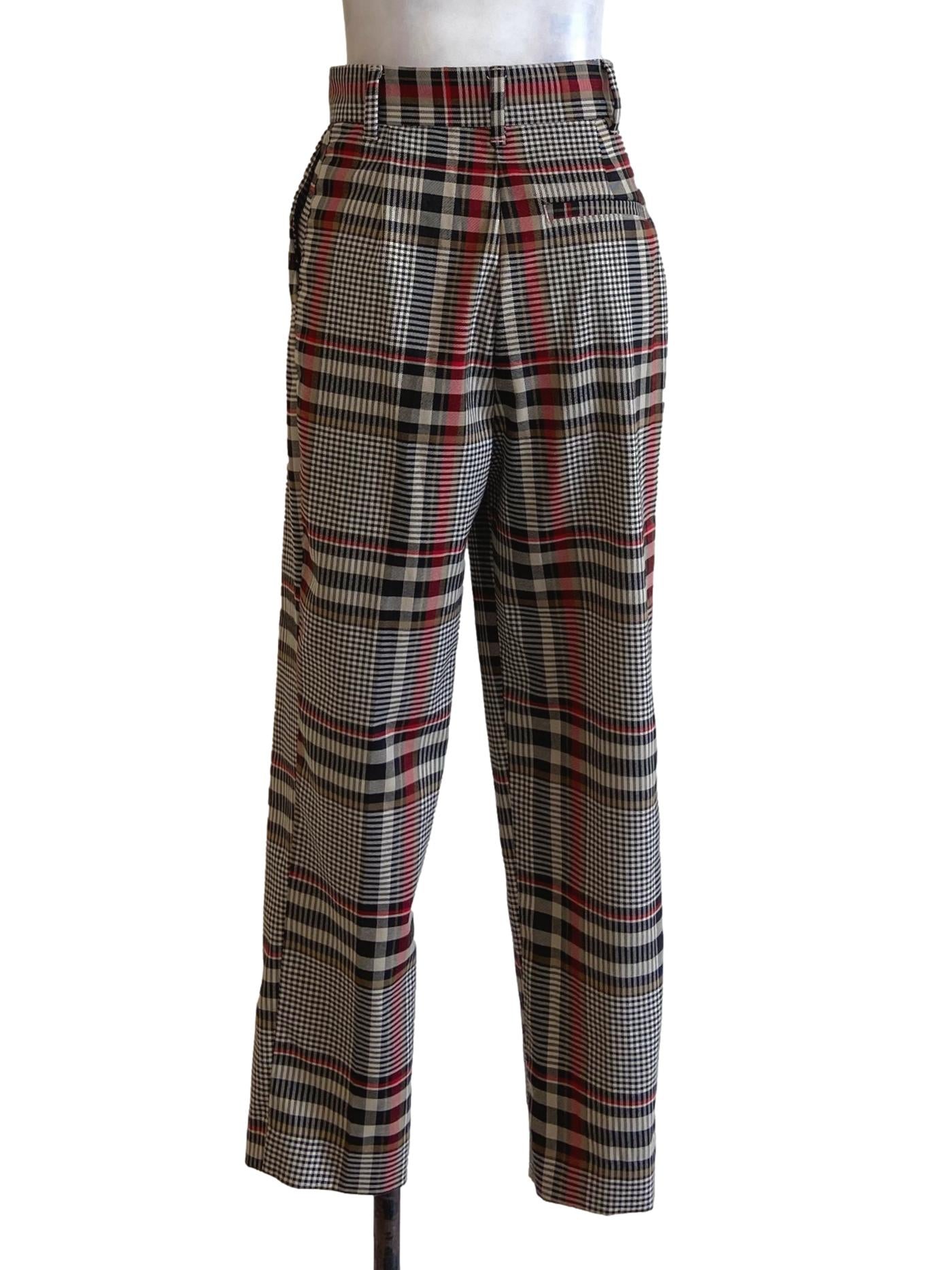 Black & Red Tartan Pegged Pants