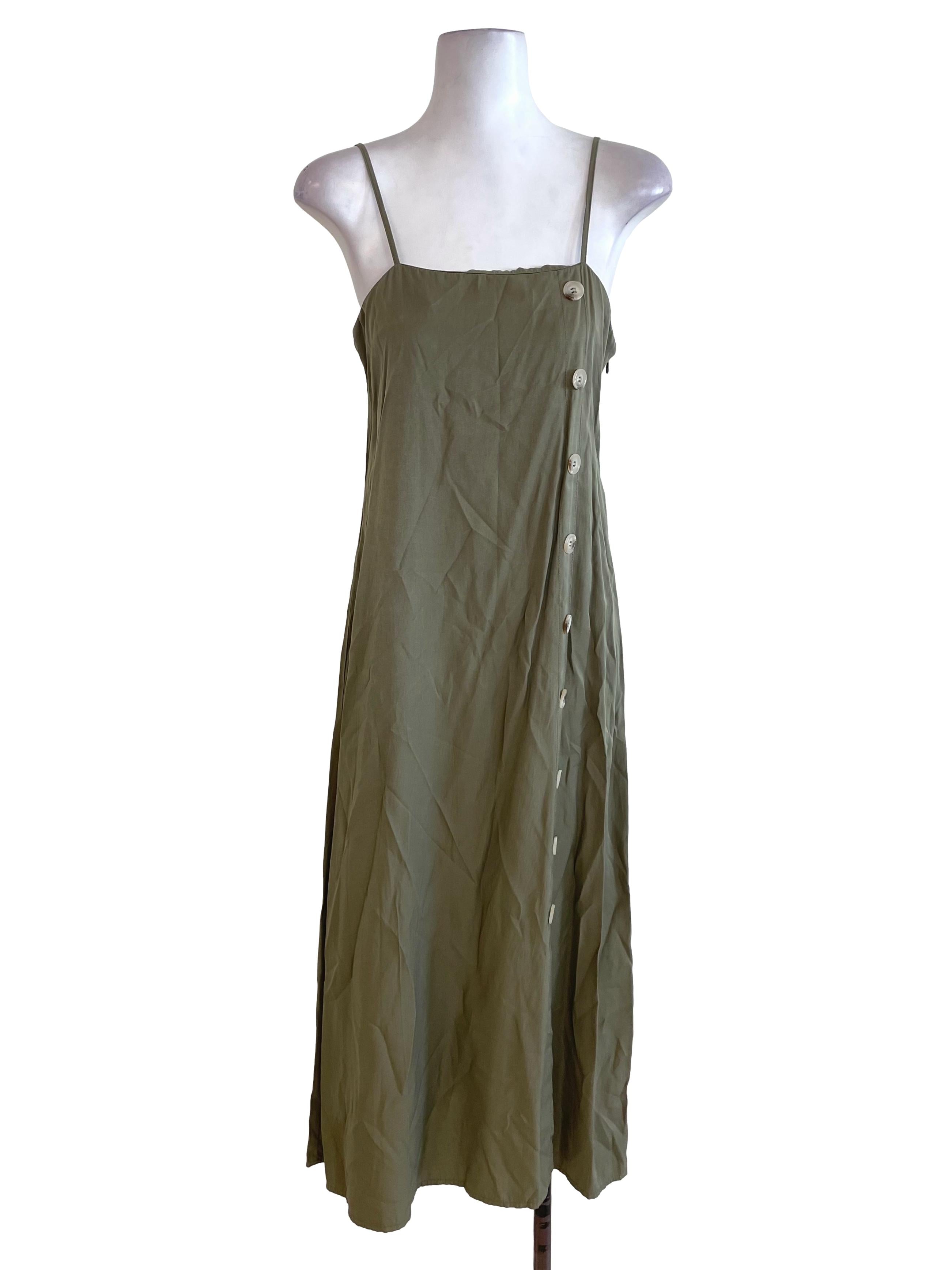 Green Button Flowy Dress