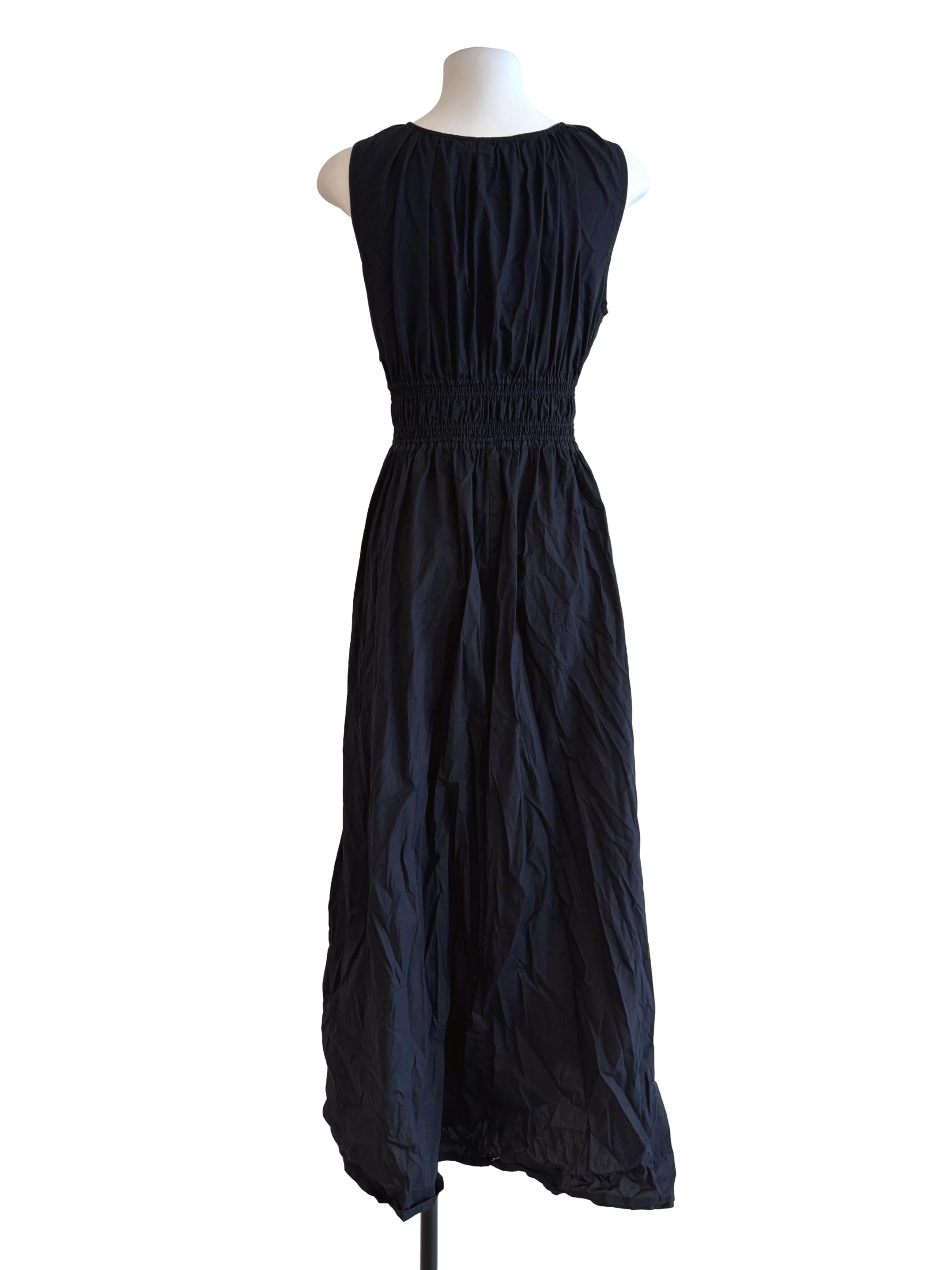 Jet Black Smocked Sleeveless Dress