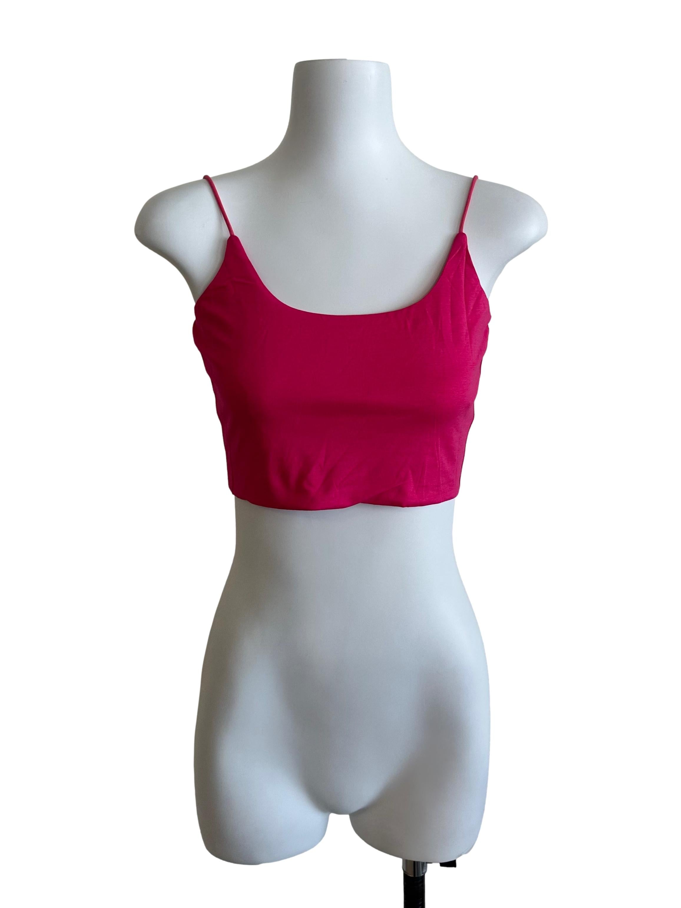 Hot Pink Scoop Neck Crop Top