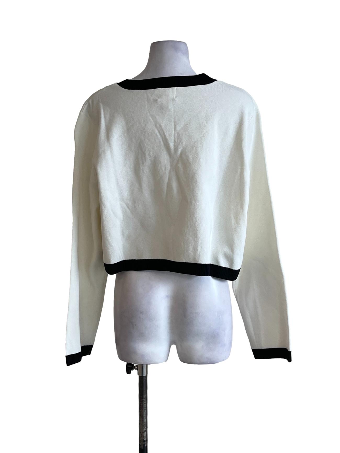 Cream White Fine-Knit Cardigan