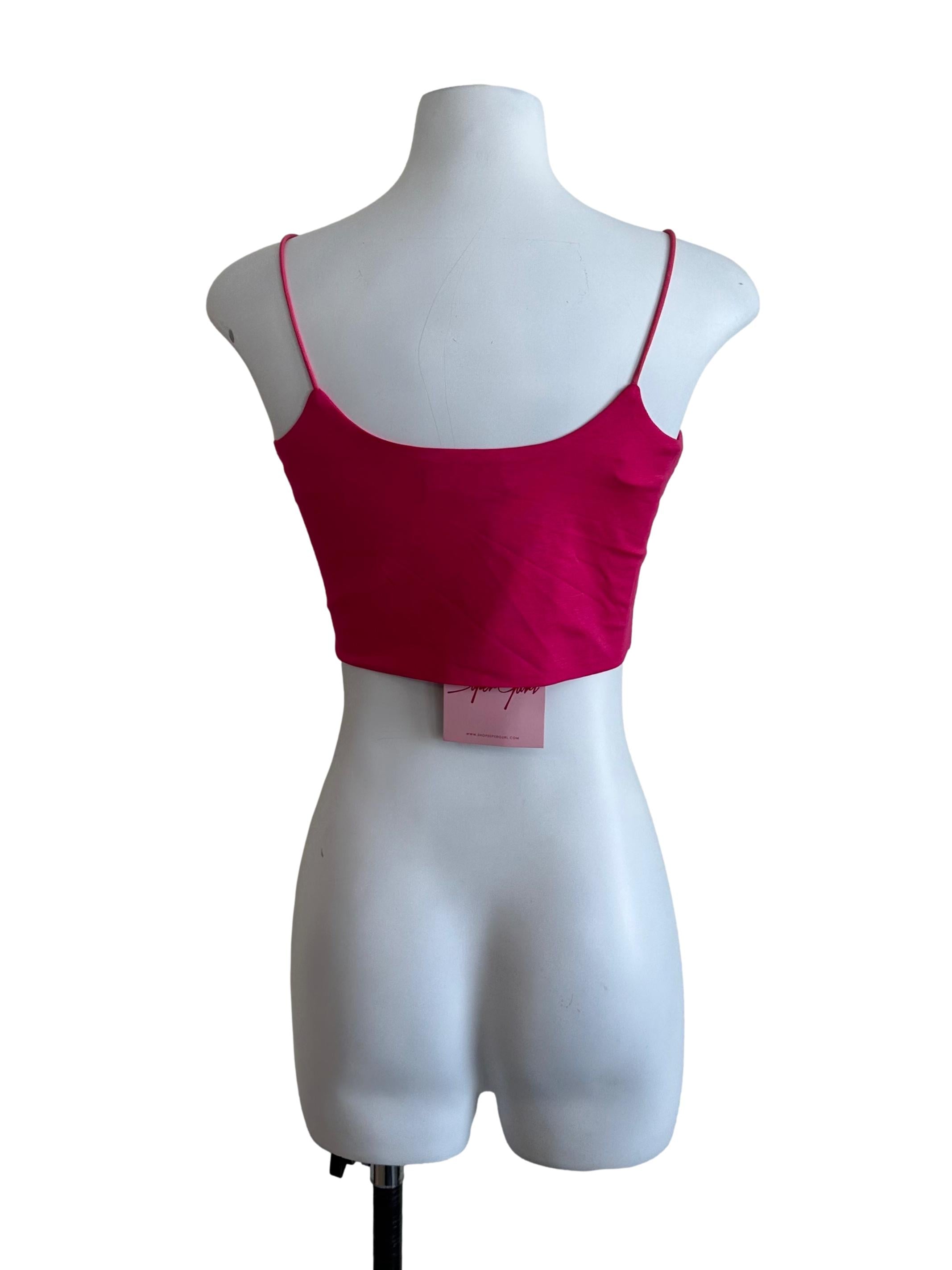 Hot Pink Scoop Neck Crop Top