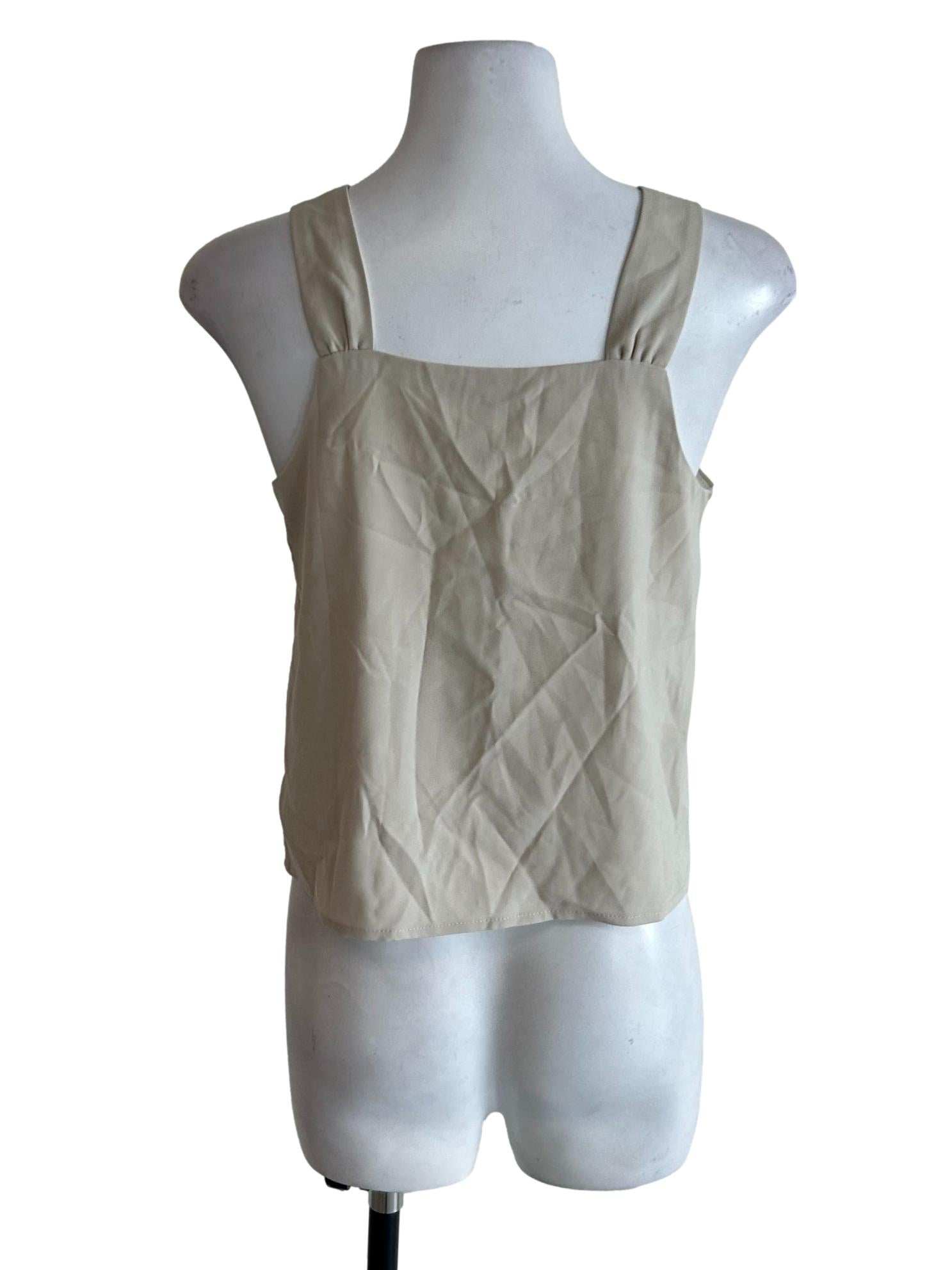 Beige Square Neck Sleeveless Top