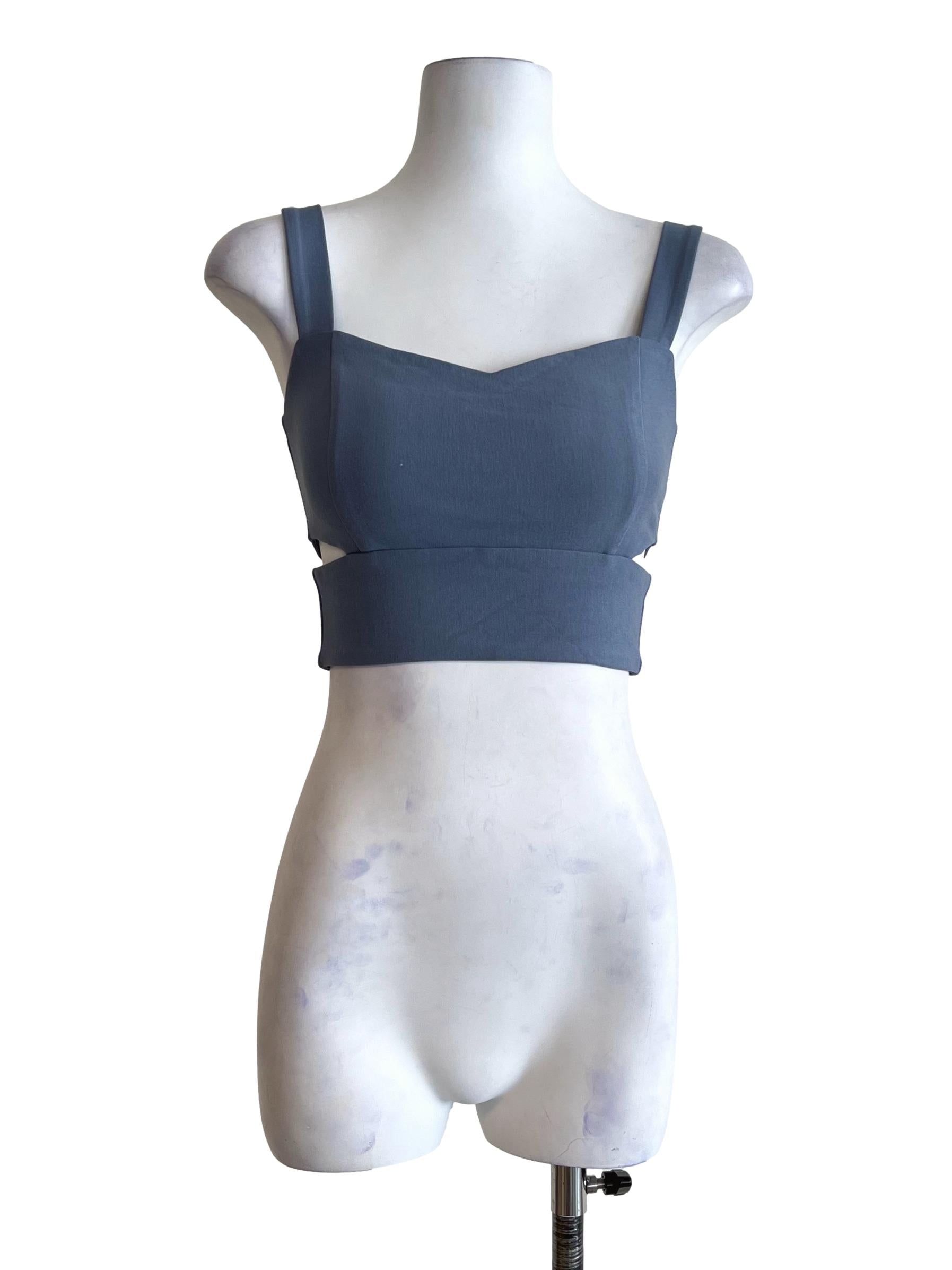 Slate Blue Fitted Crop Top