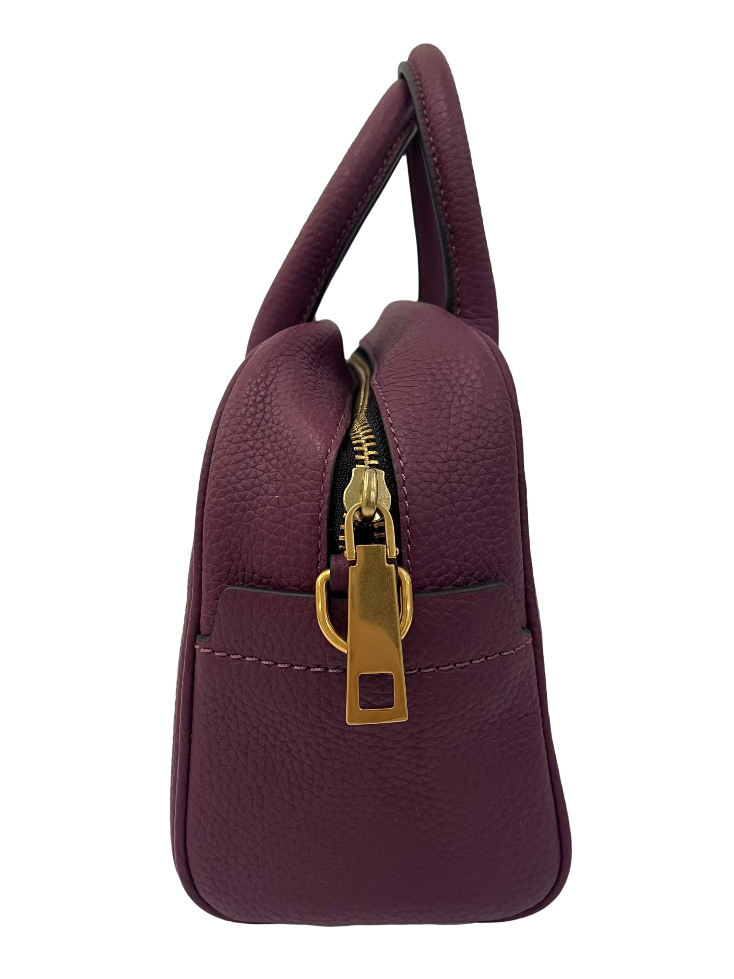 Maroon Leather Gotham Small Bauletto Handbag With Detachable Straps CSN