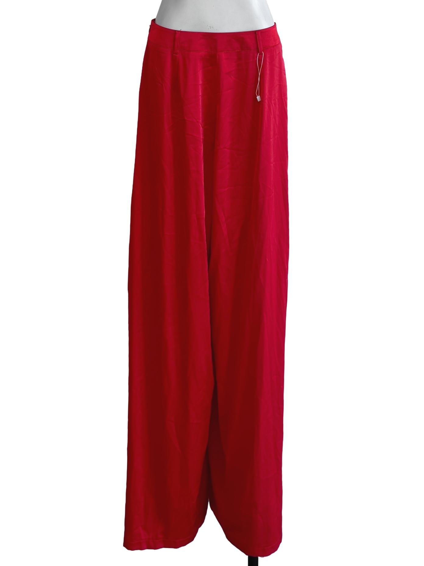 Red Satin Wide Pants