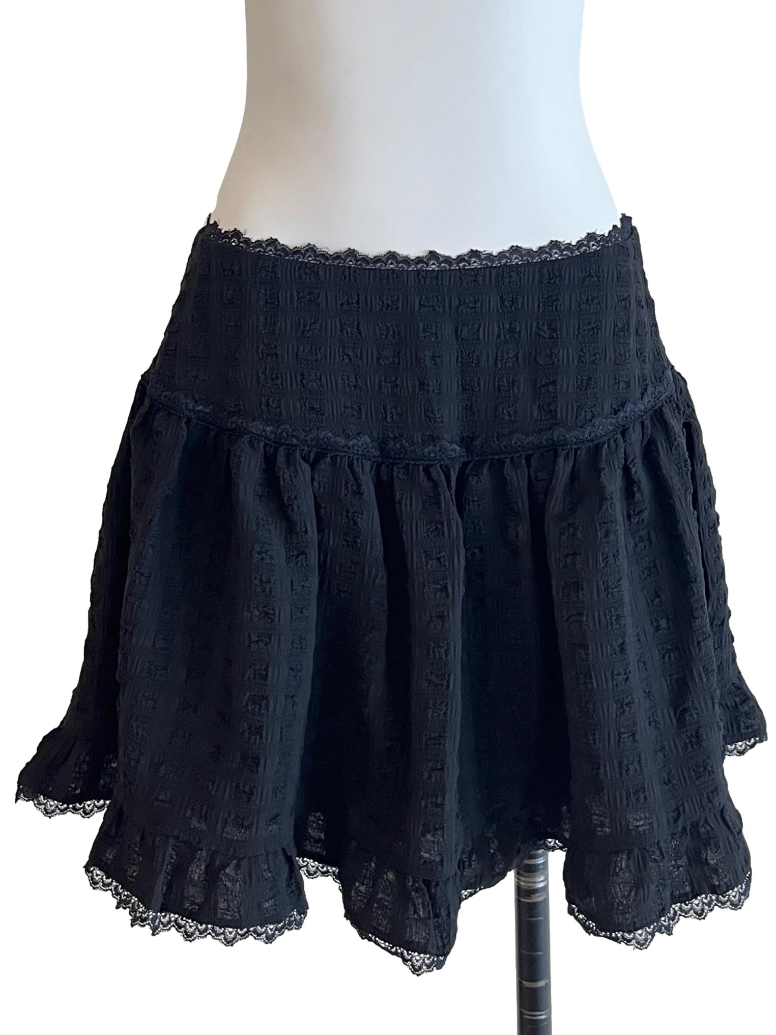 Jade Black Textured Lace Detail Skorts