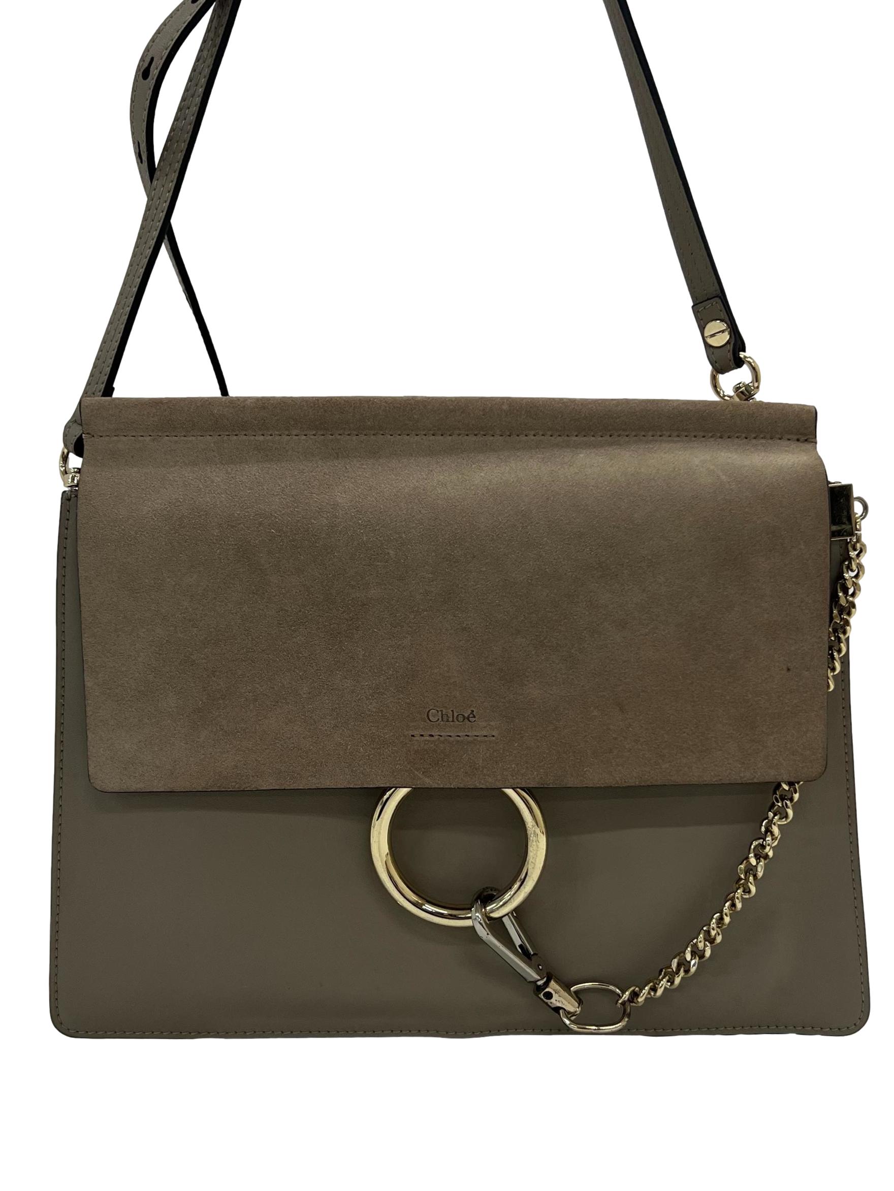 Grey Faye Leather Crossbody Bag