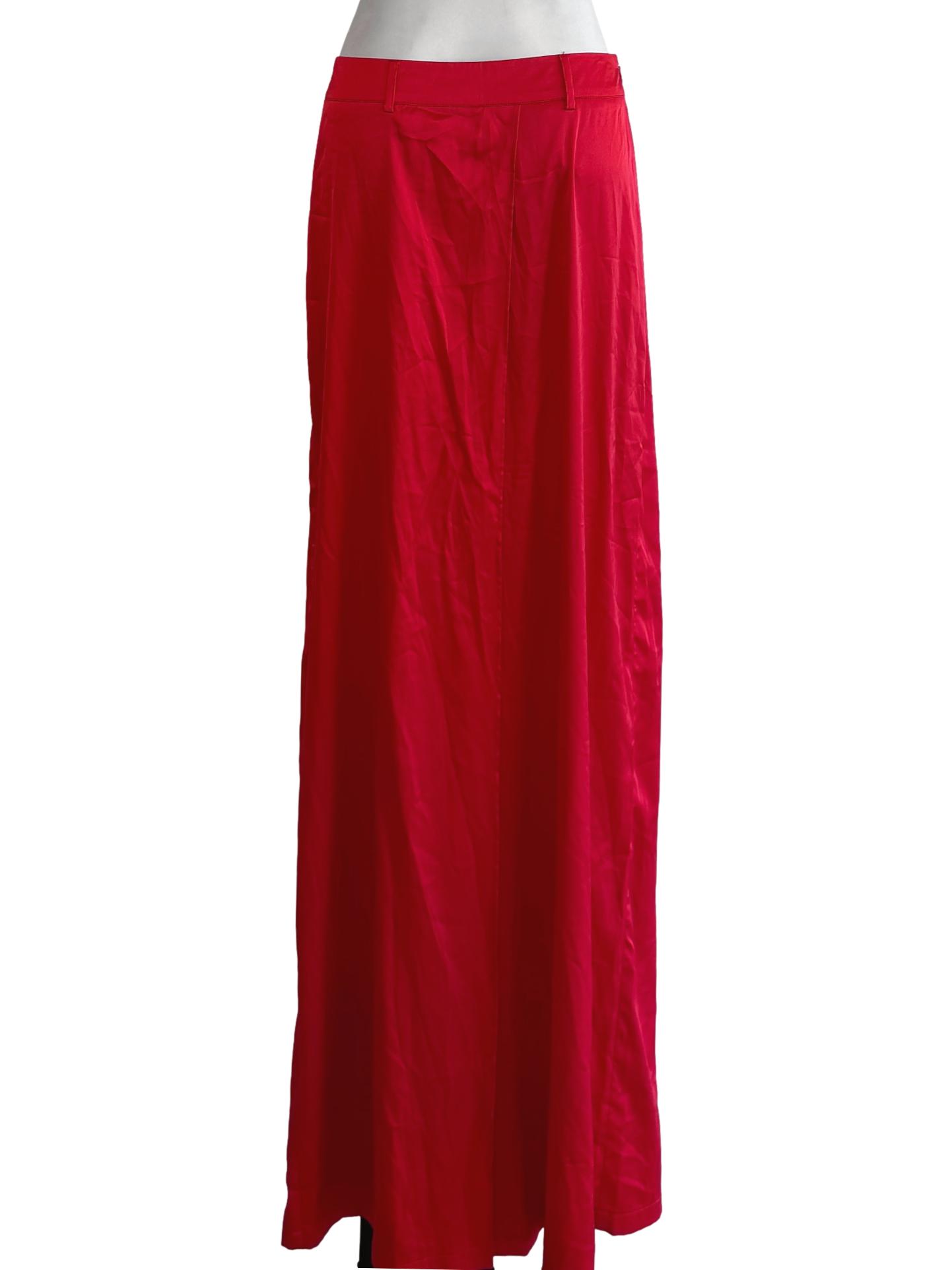 Red Satin Wide Pants