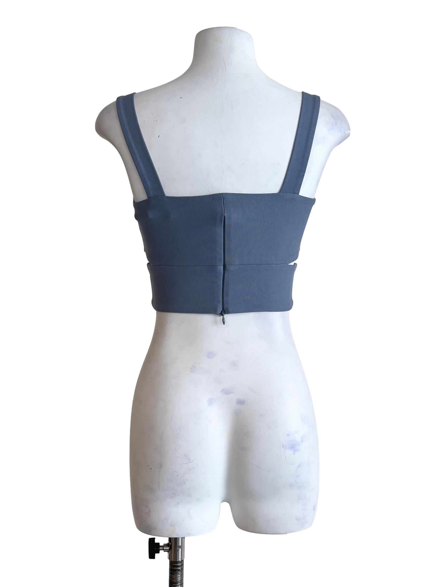 Slate Blue Fitted Crop Top