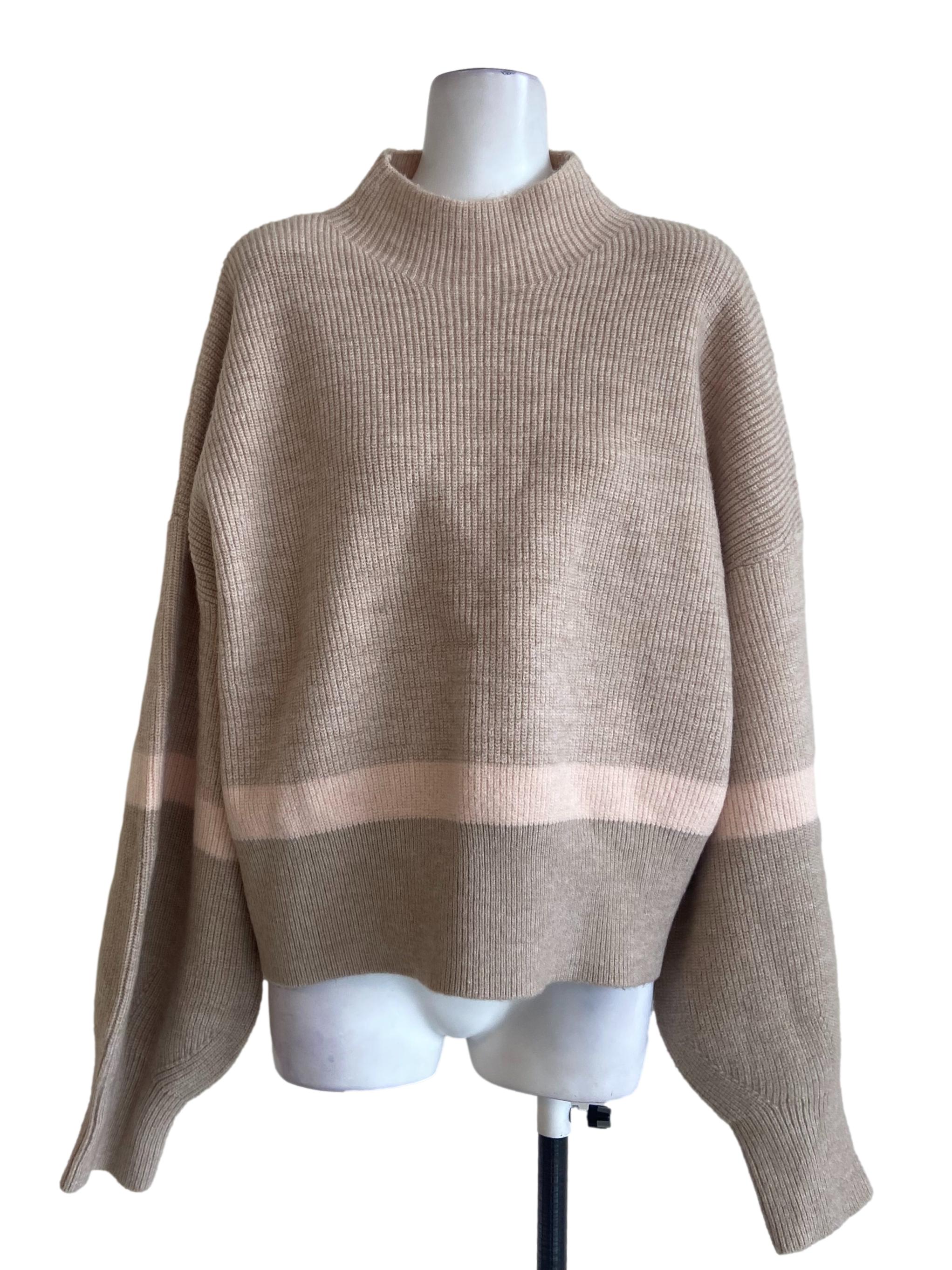 Linen Beige Turtleneck Blouse LB