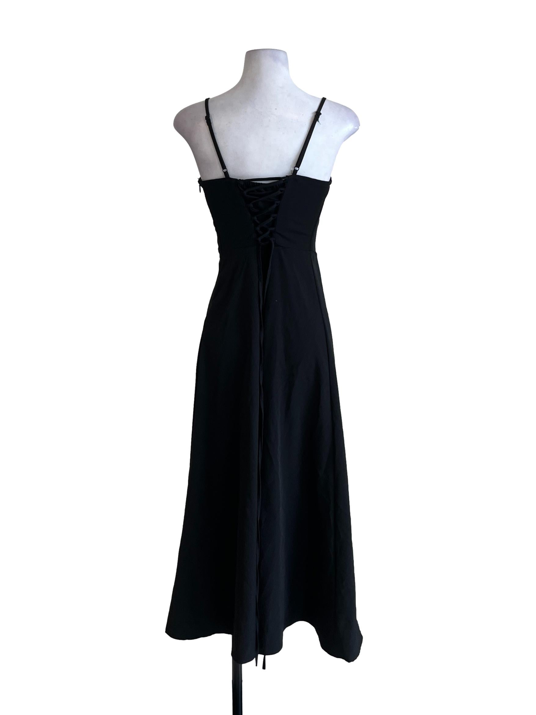 Black Spaghetti Strap Long Sun Dress