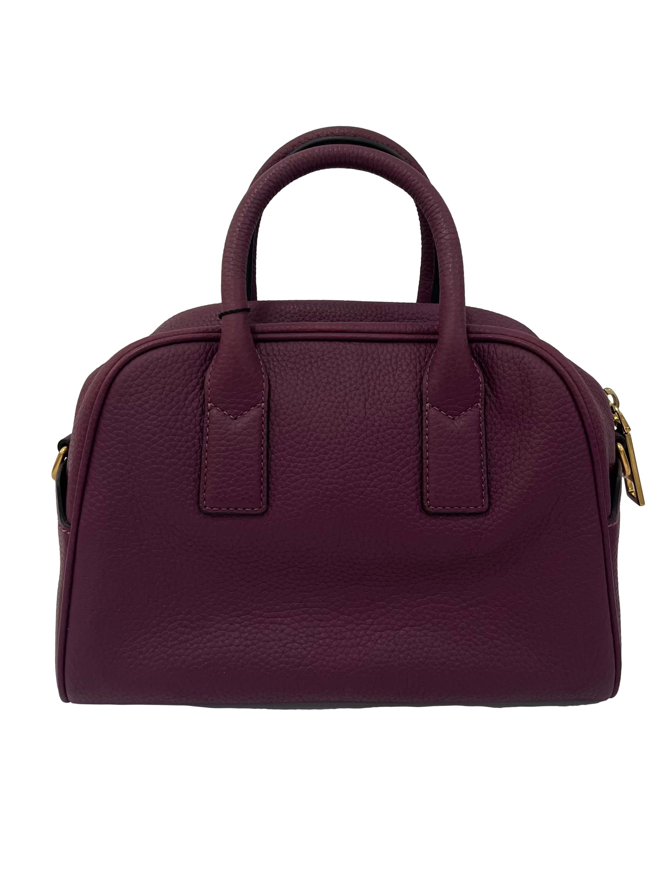 Maroon Leather Gotham Small Bauletto Handbag With Detachable Straps CSN