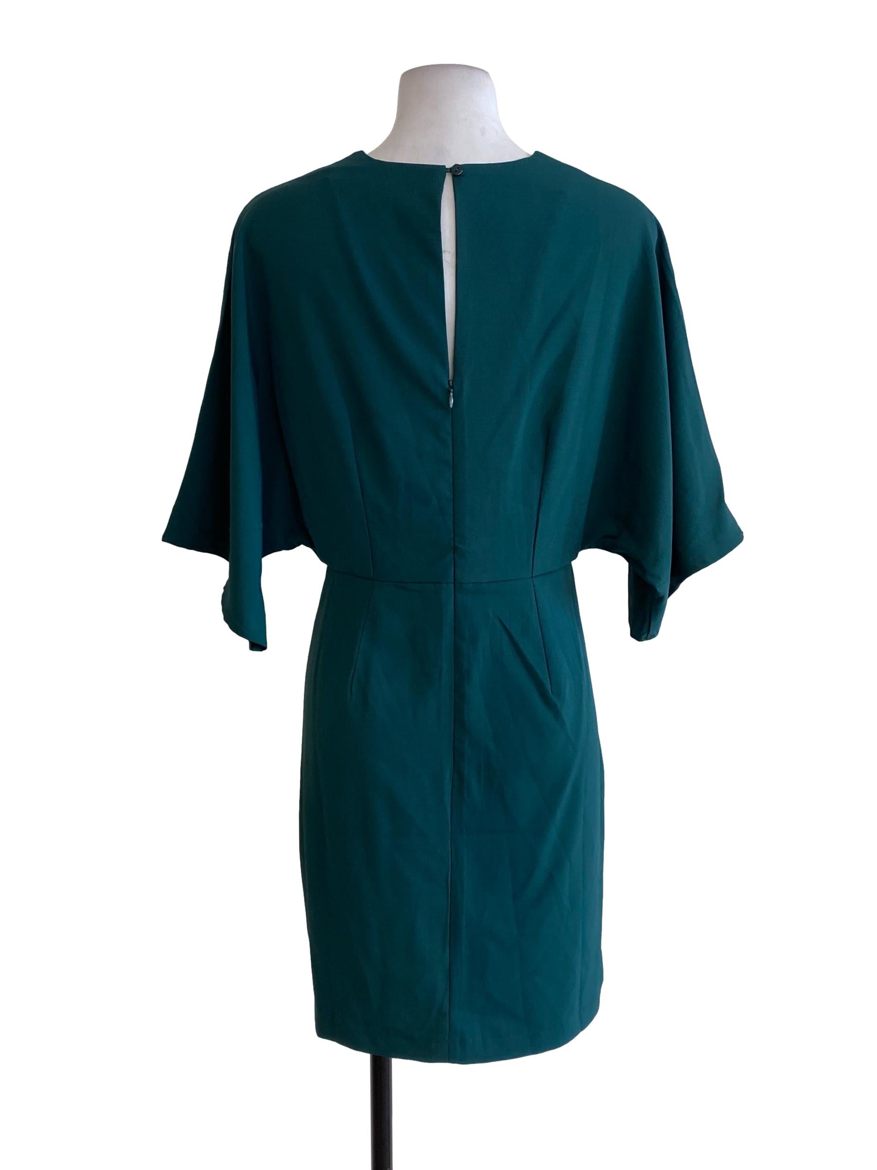 Green V Neck A Line Dress