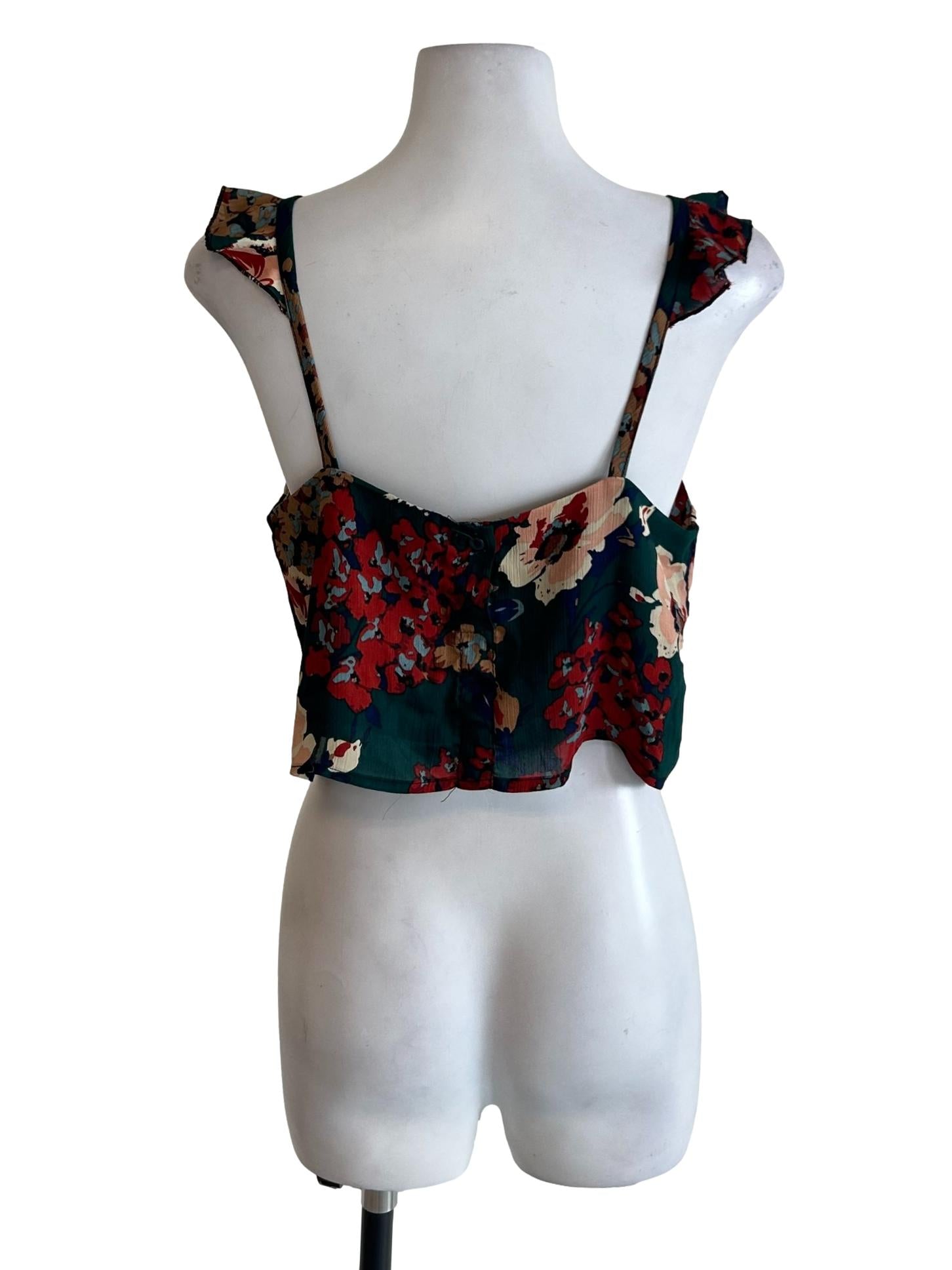 Pine Green Floral Print Top