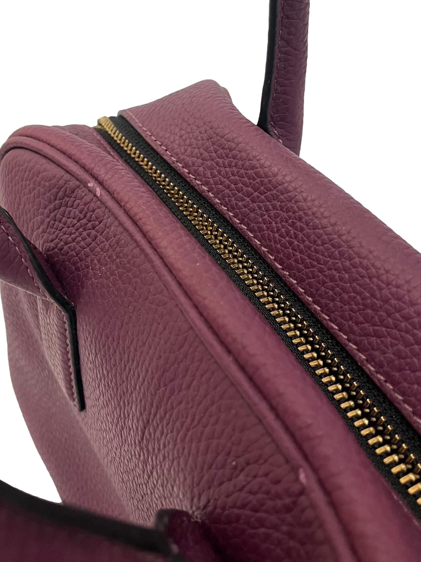 Maroon Leather Gotham Small Bauletto Handbag With Detachable Straps CSN